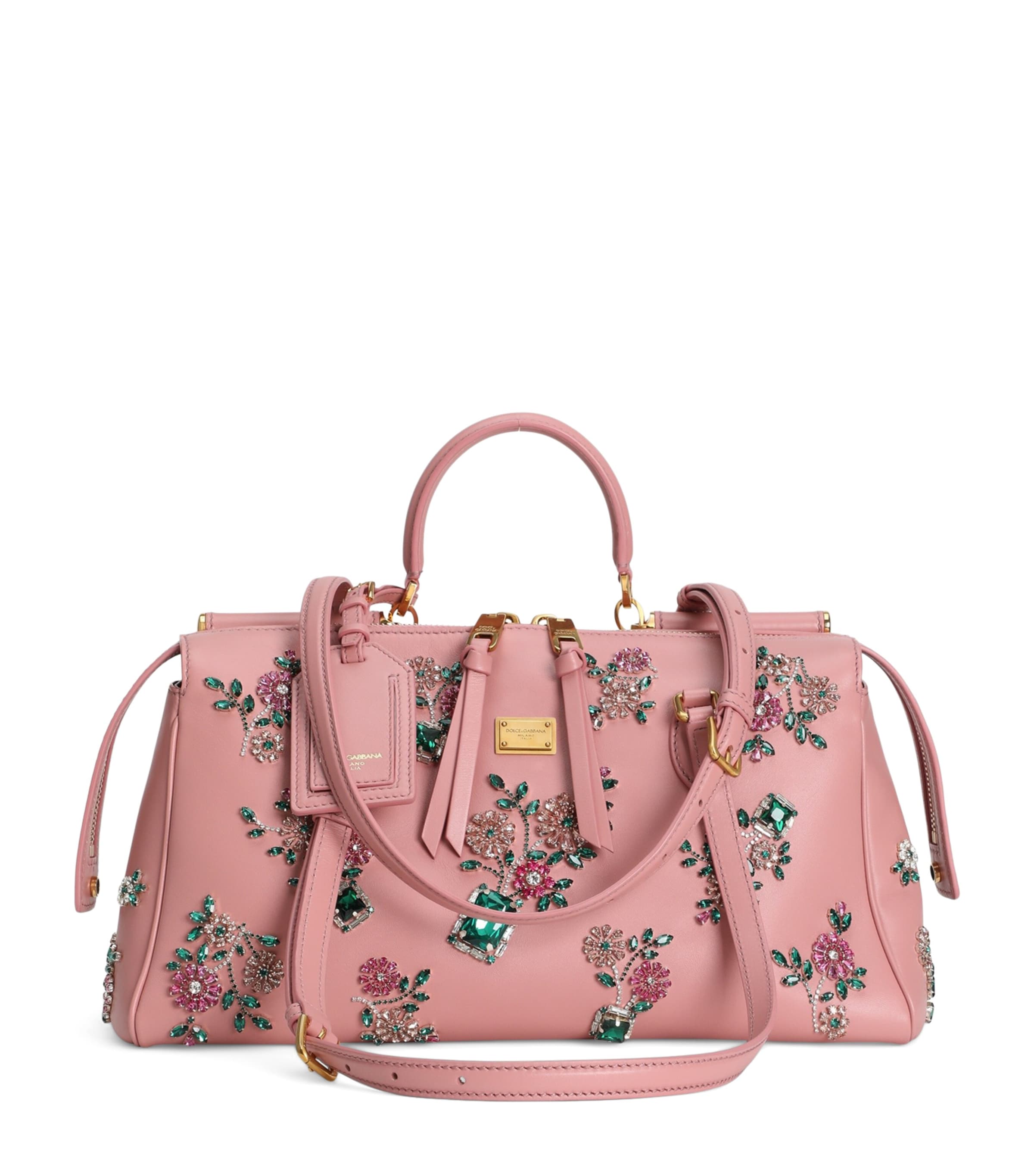 Dolce&Gabbana Calfskin Embellished Vittoria Shoulder Bag Multicolo