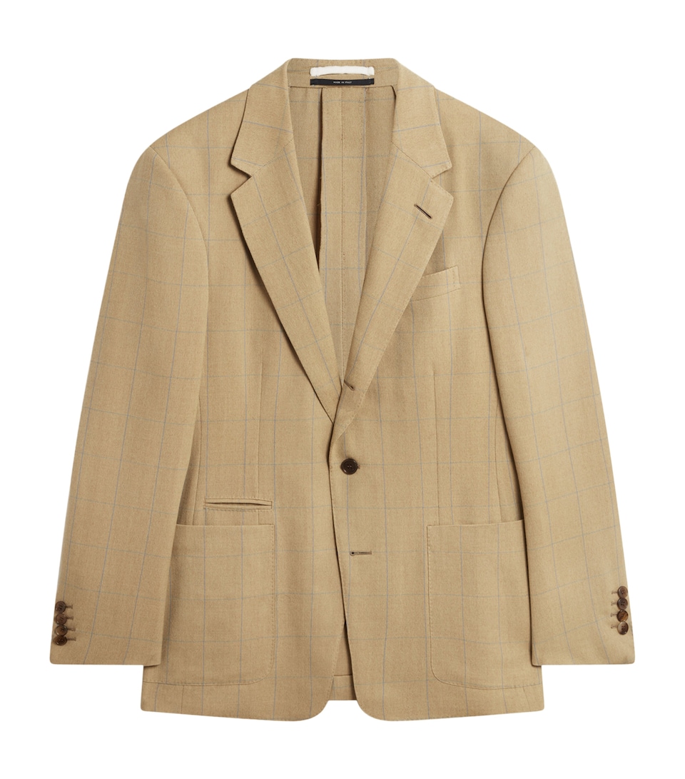Wool Twill Windowpane Check Bourdon Blazer