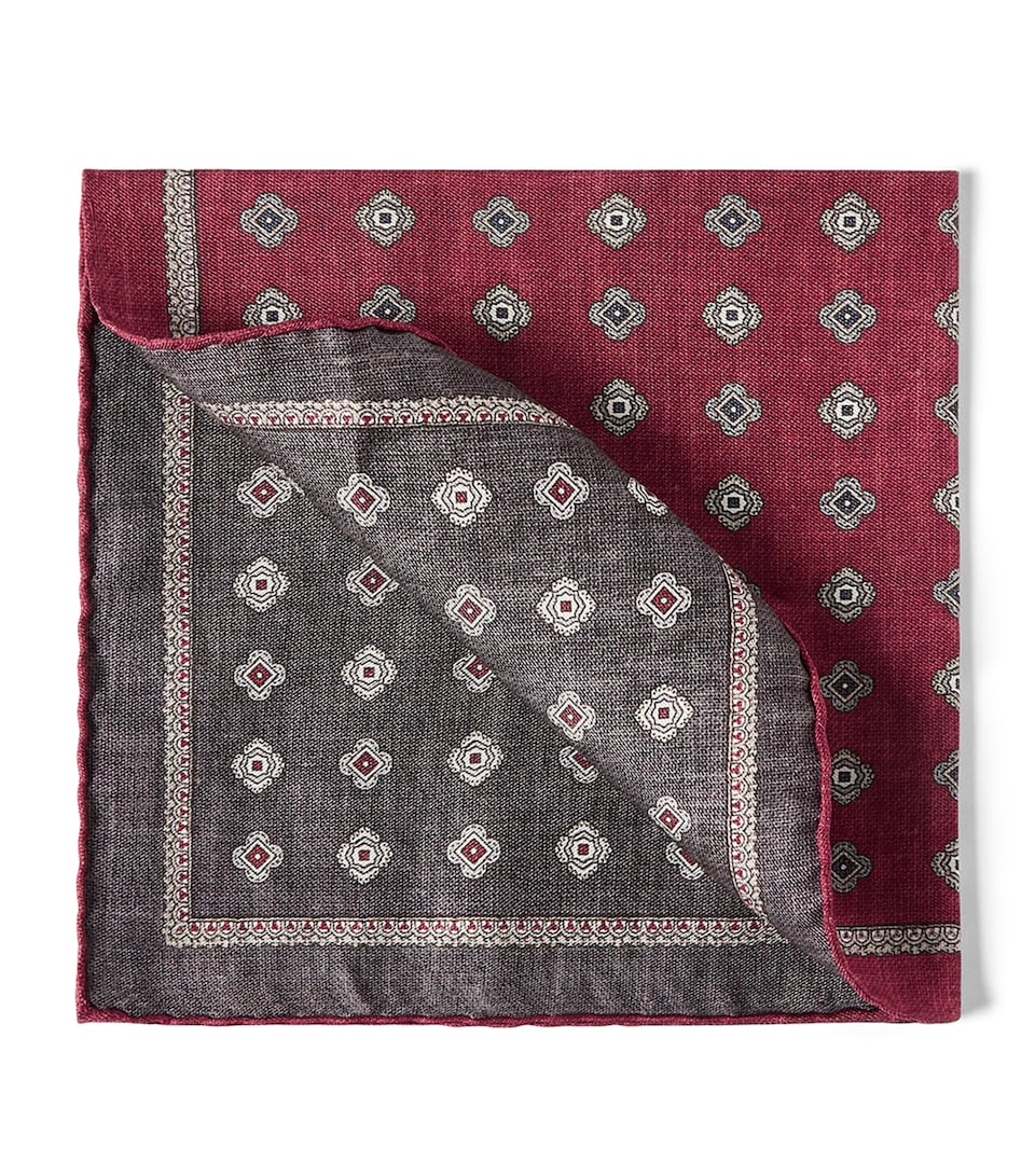 Brunello Cucinelli Silk Medallion Pocket Square