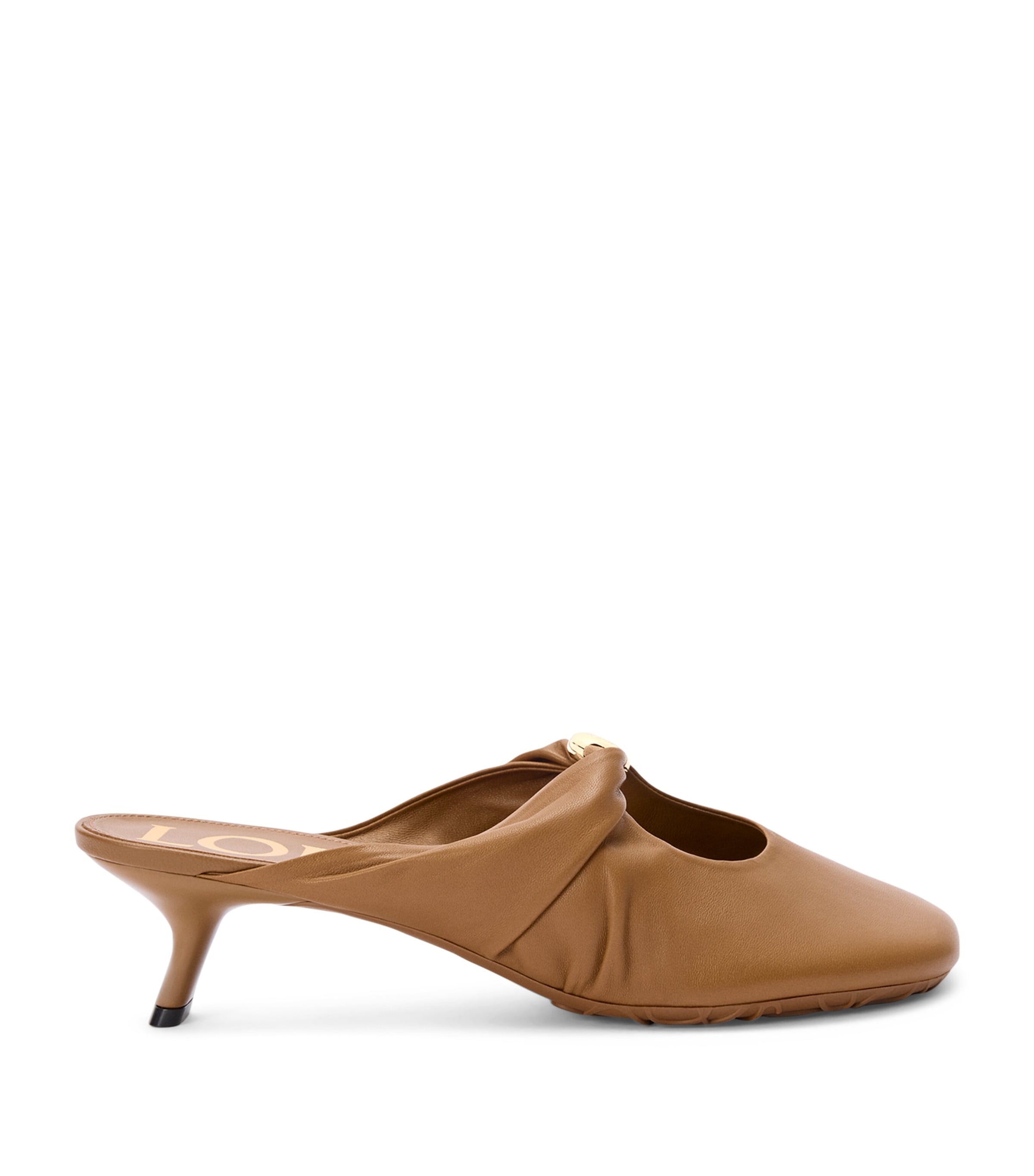 LOEWE Lambskin Pebble Soft Heeled Mules 45 Oak