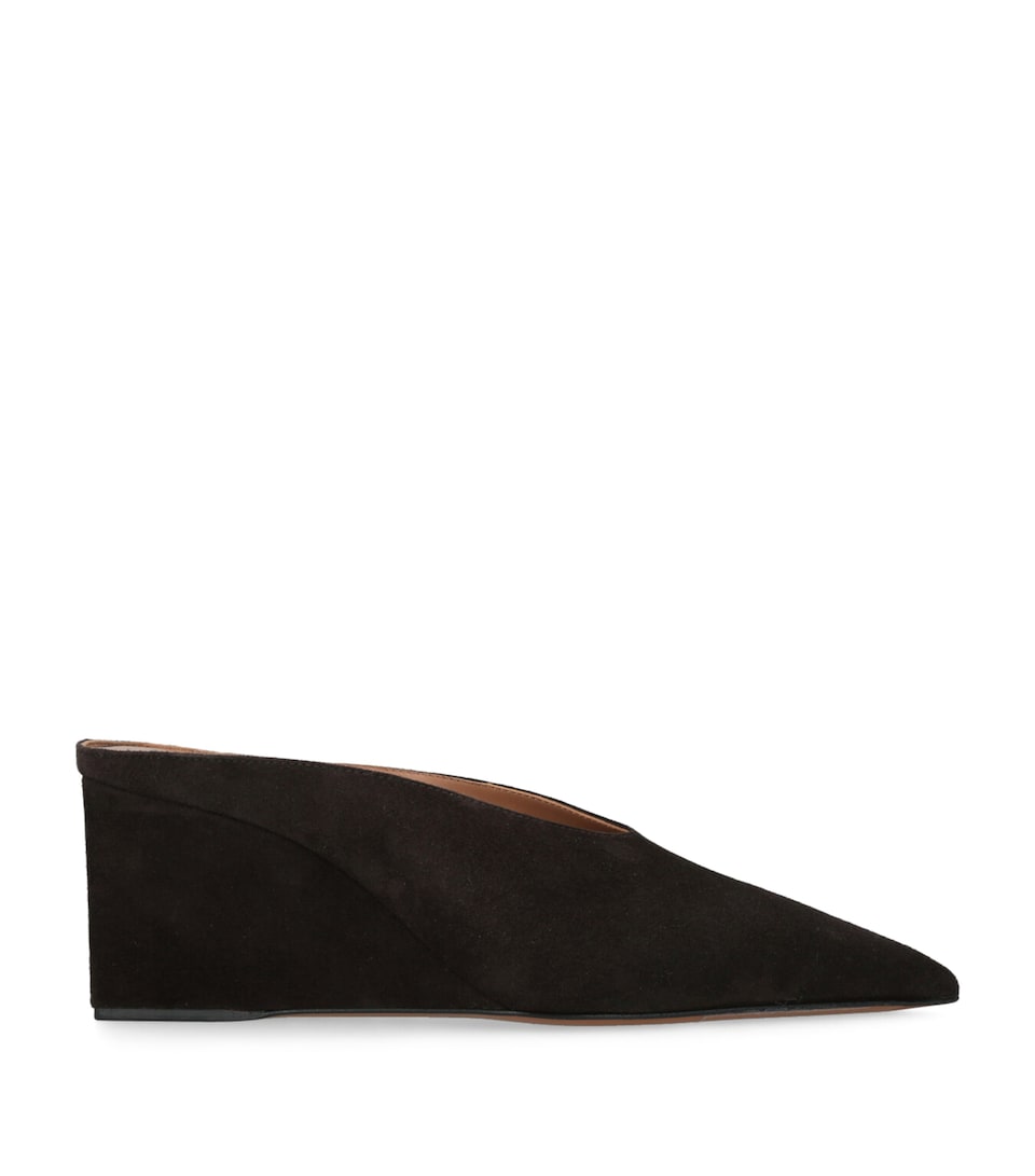 Suede Cube Wedge Mules 75