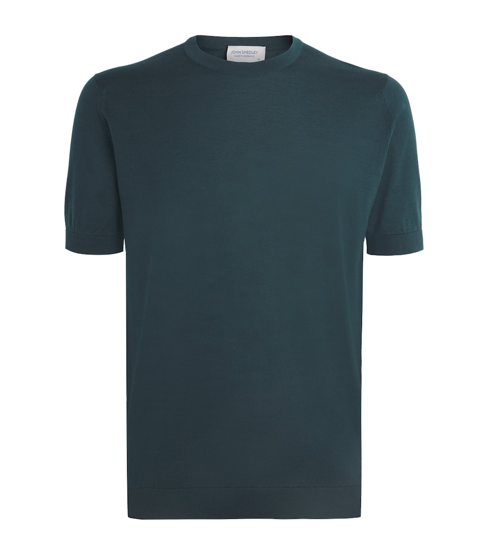 John Smedley Mens Merino Wool T-Shirt Rainforest