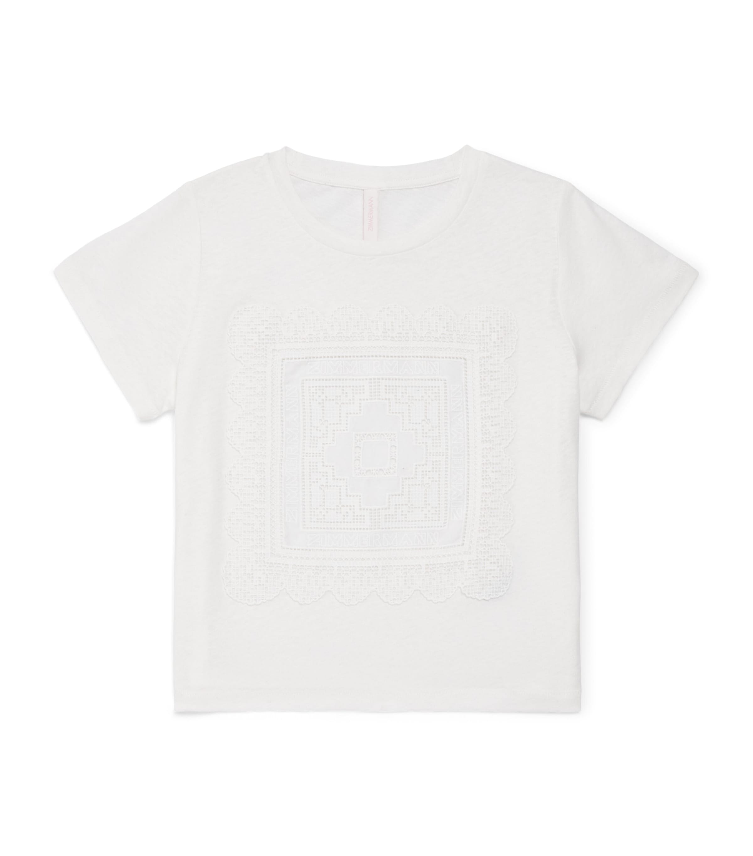Zimmermann Kids Solstice Lace-Appliqué T-Shirt (2-12 Years) Ivory