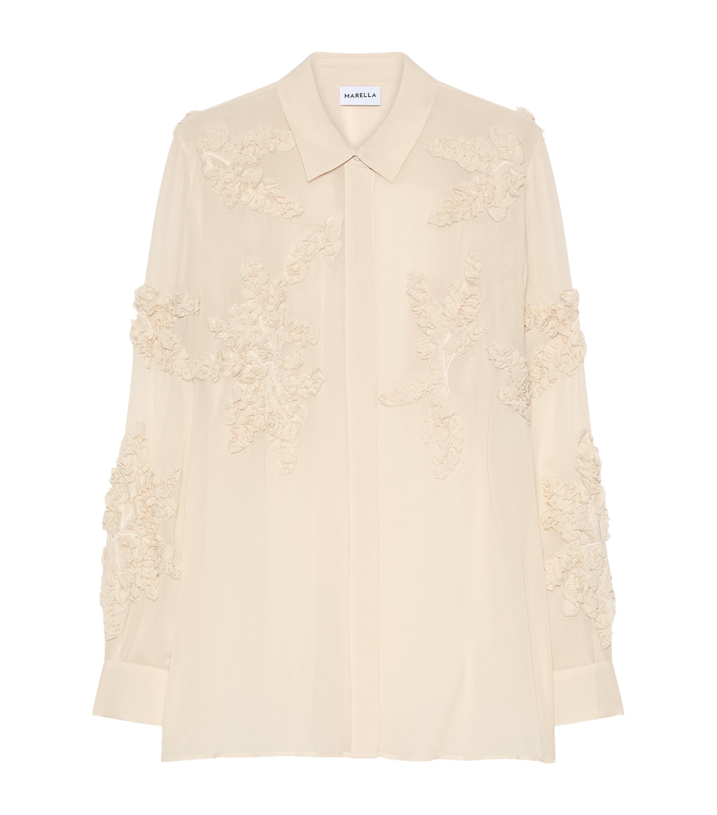 Marella Womens Embellished Long-Sleeve Shirt Cream