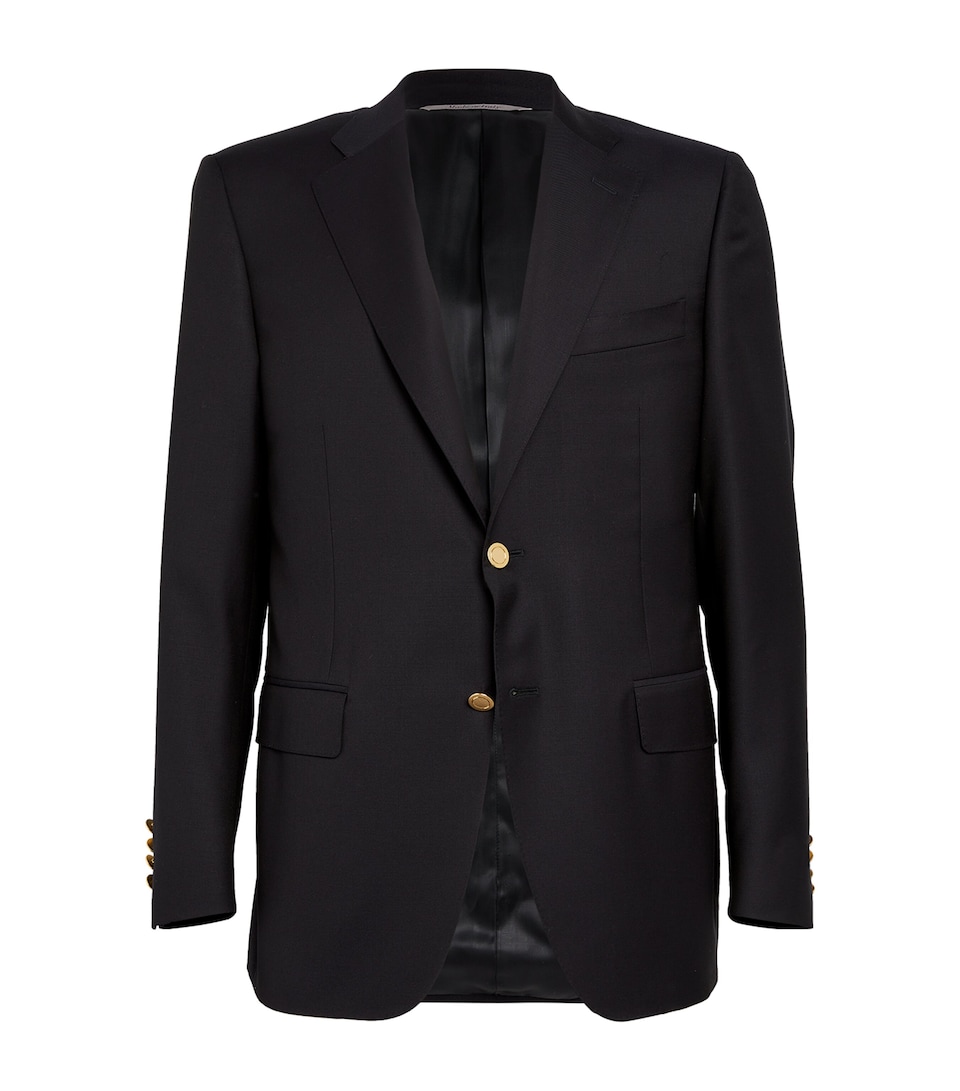 Canali Mens Wool Single-Breasted Suit Jacket Navy