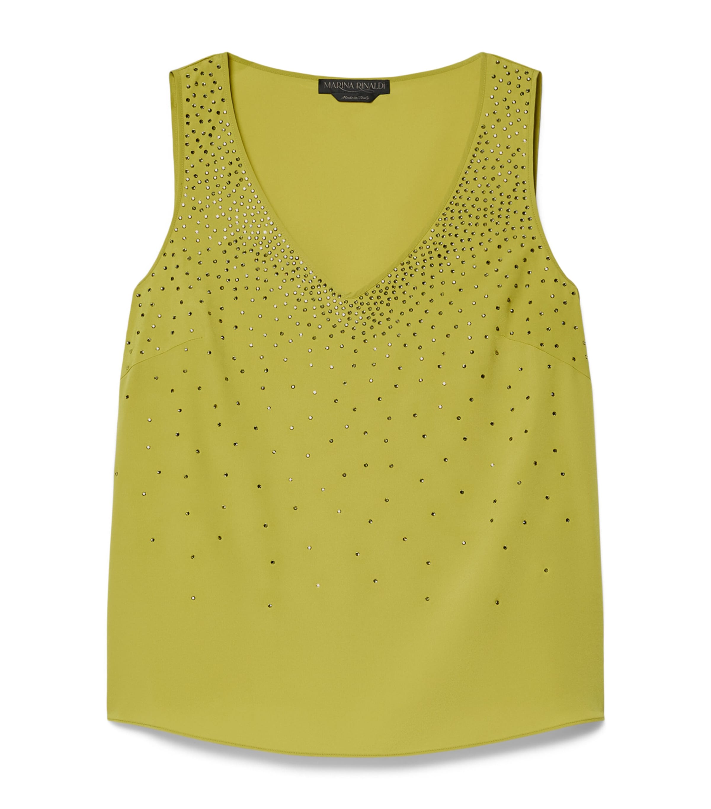 Marina Rinaldi Womens Embellished V-Neck Top Olive Green