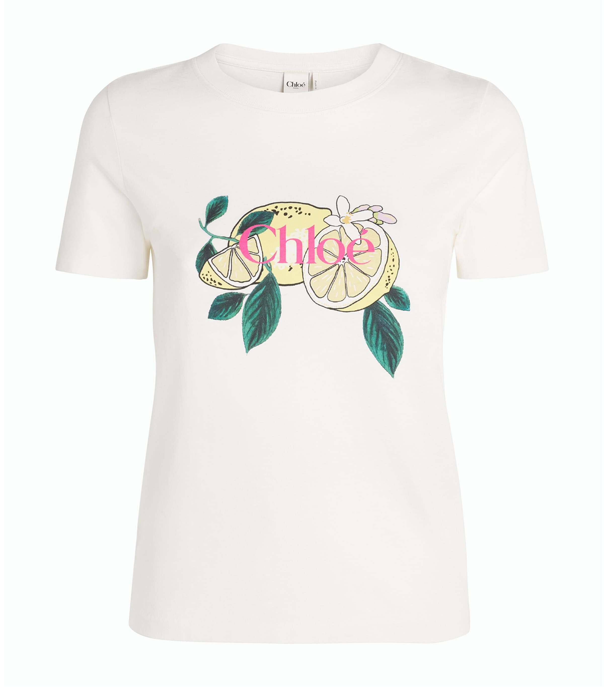 Chloé Womens Cotton Lemon Print T-Shirt White