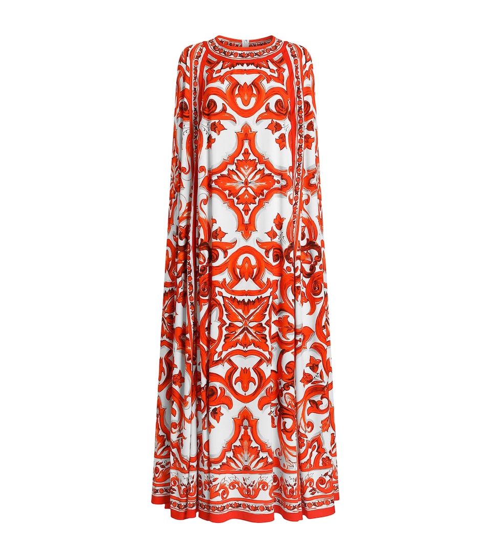 Dolce&Gabbana Womens Silk Majolica Maxi Dress Combined Colou