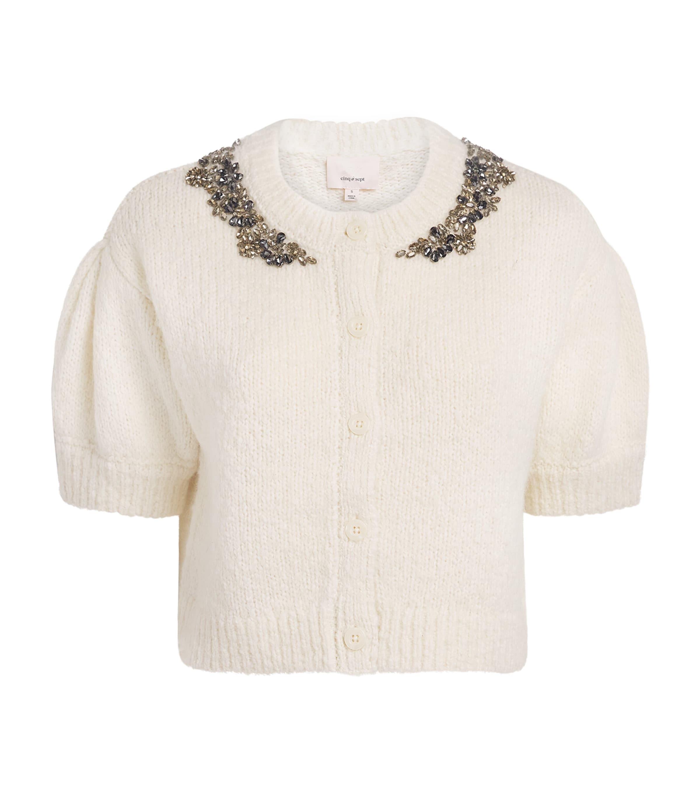 Cinq A Sept Womens Embellished Millicent Cardigan Ivory