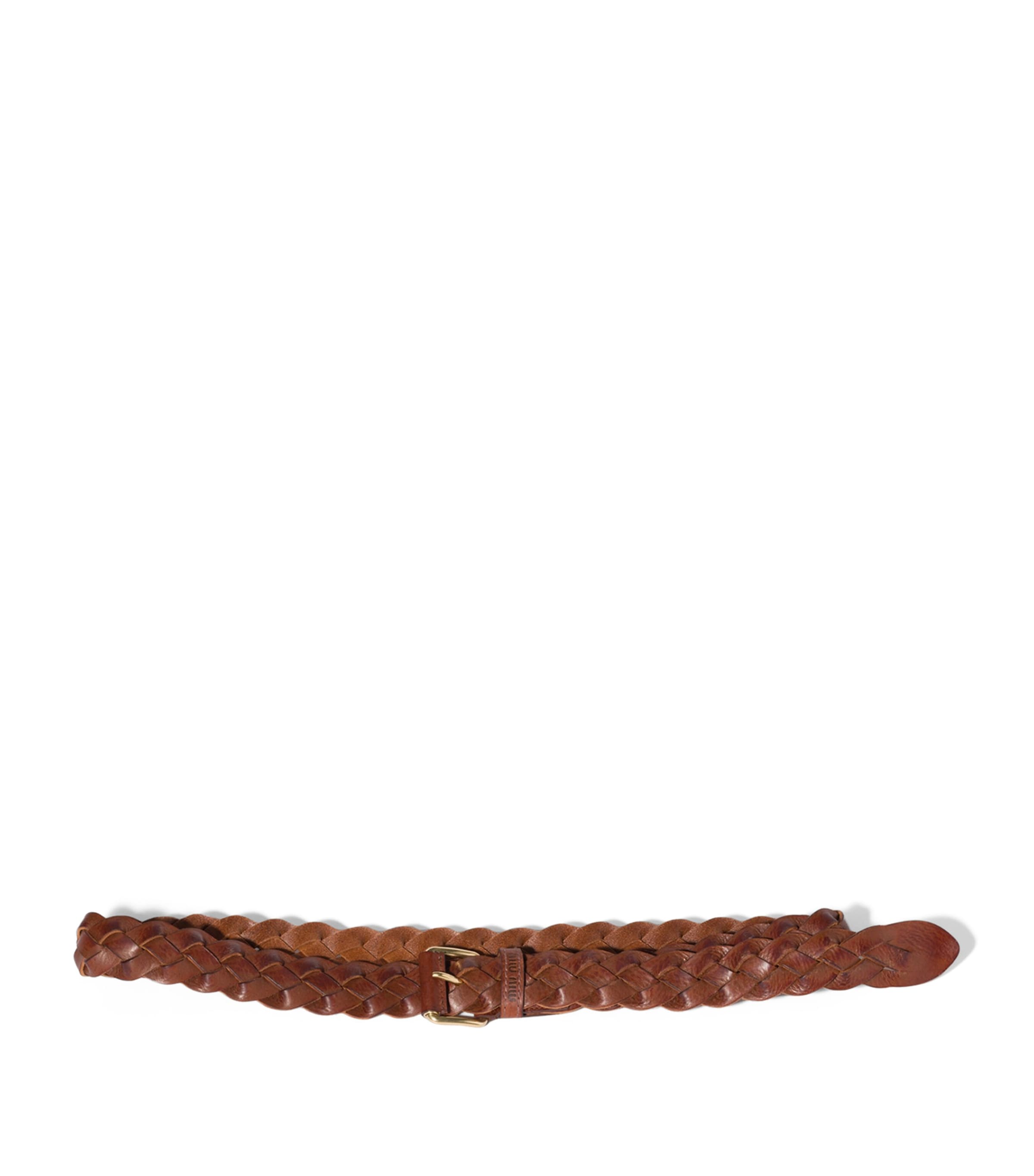 Miu Miu Calfskin Woven Belt