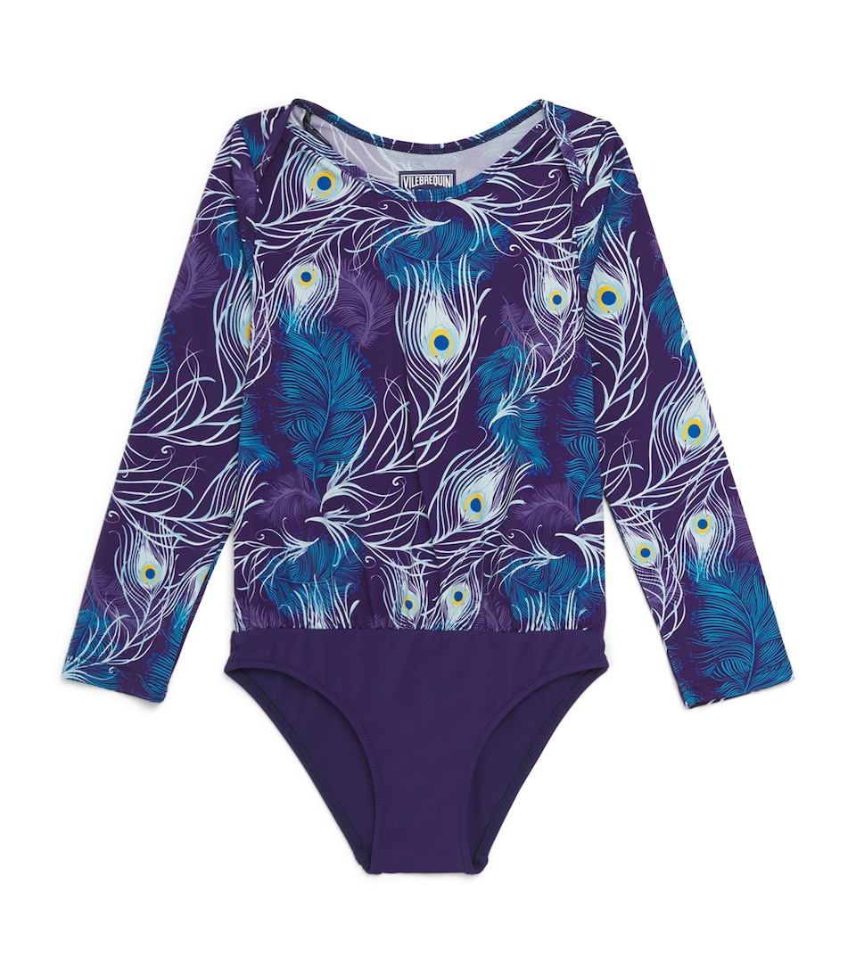 Vilebrequin Kids Peacock Feather Swimsuit (2-6 Years) Minuit