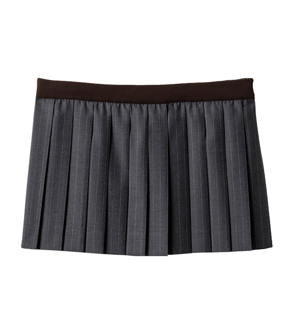 Wool Pleated Mini Skirt