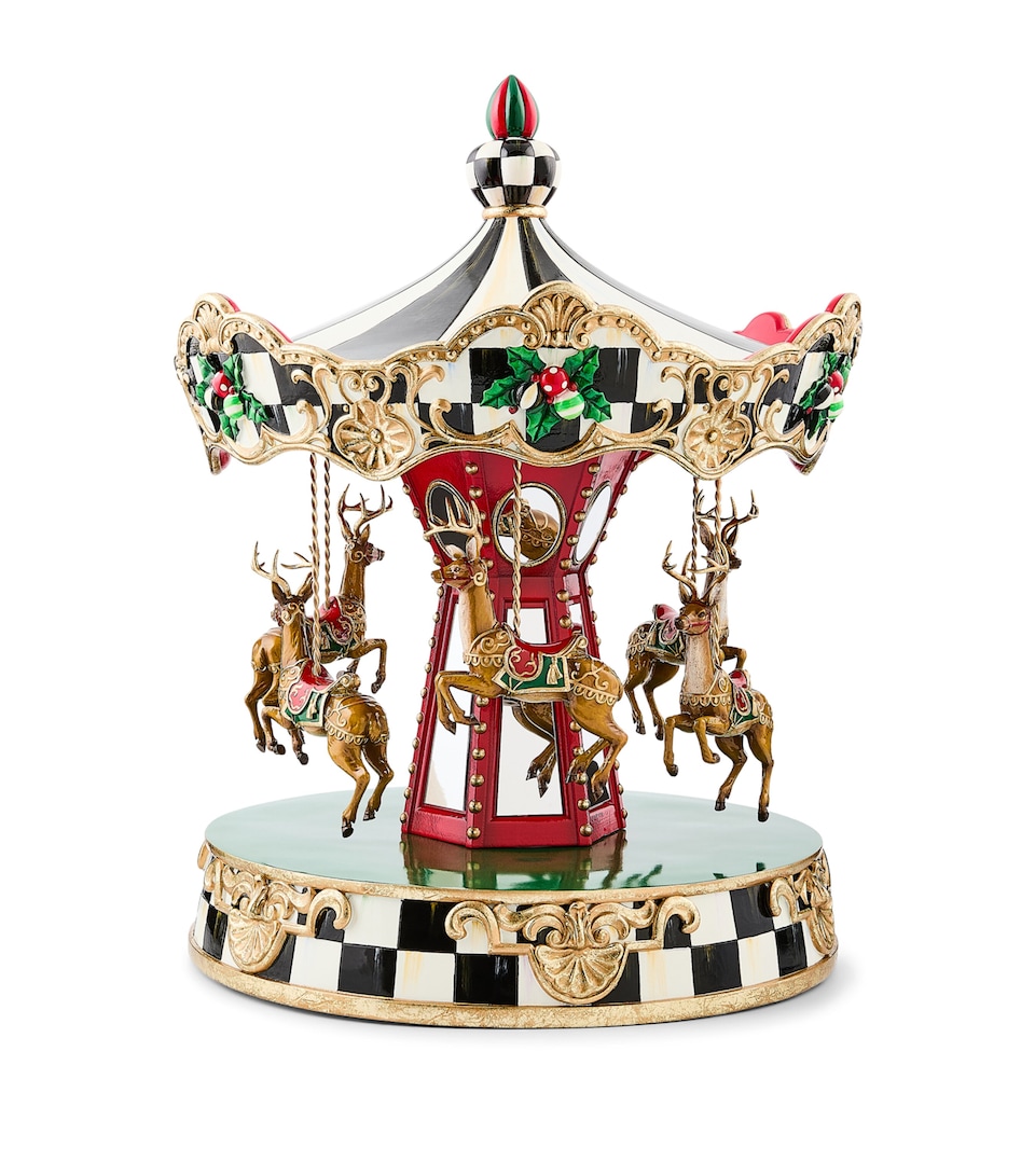 MacKenzie-Childs Merry Christmas Rotating Carousel (40cm) Gold