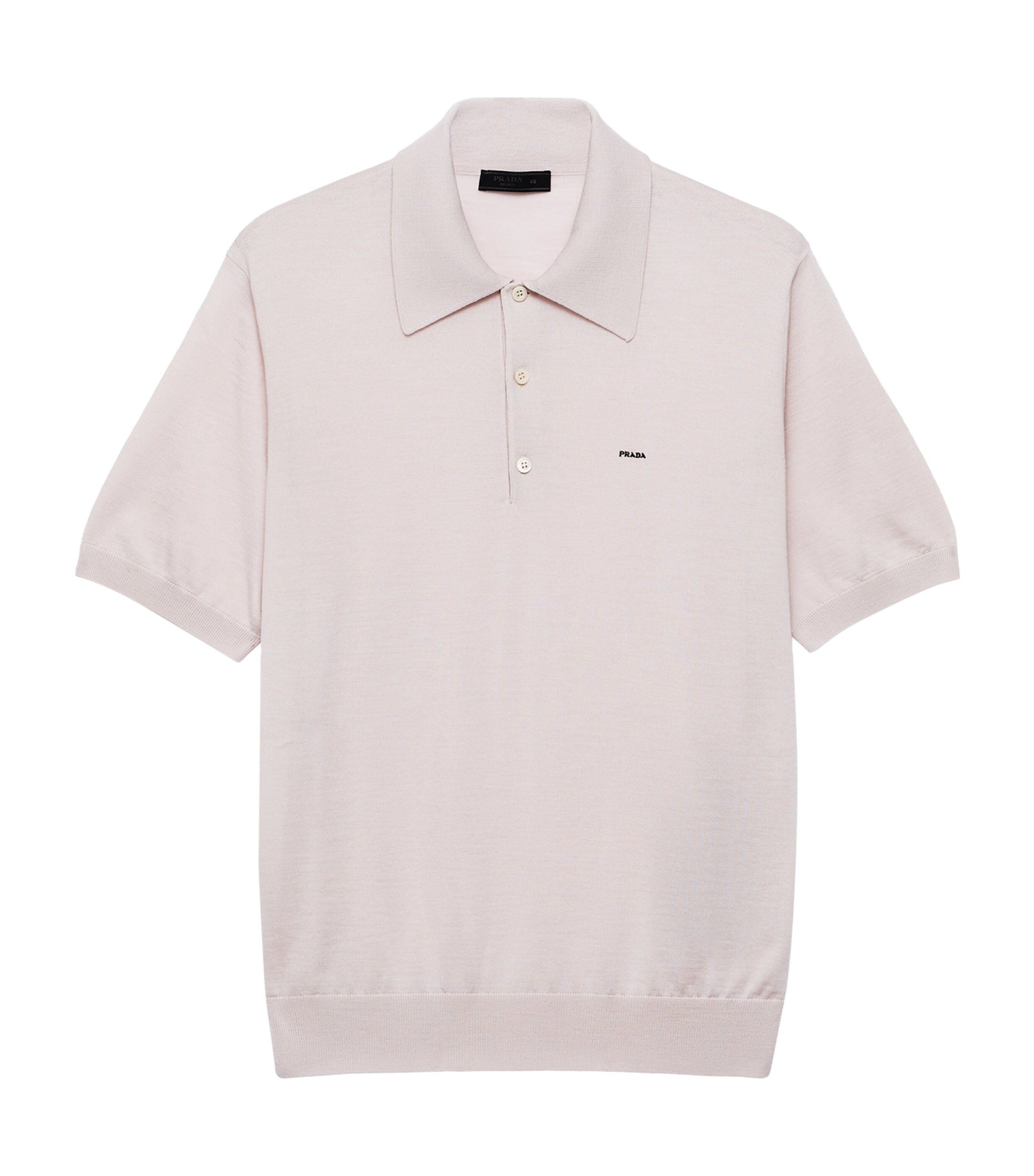 Prada Mens Wool Logo Polo Shirt Neutral