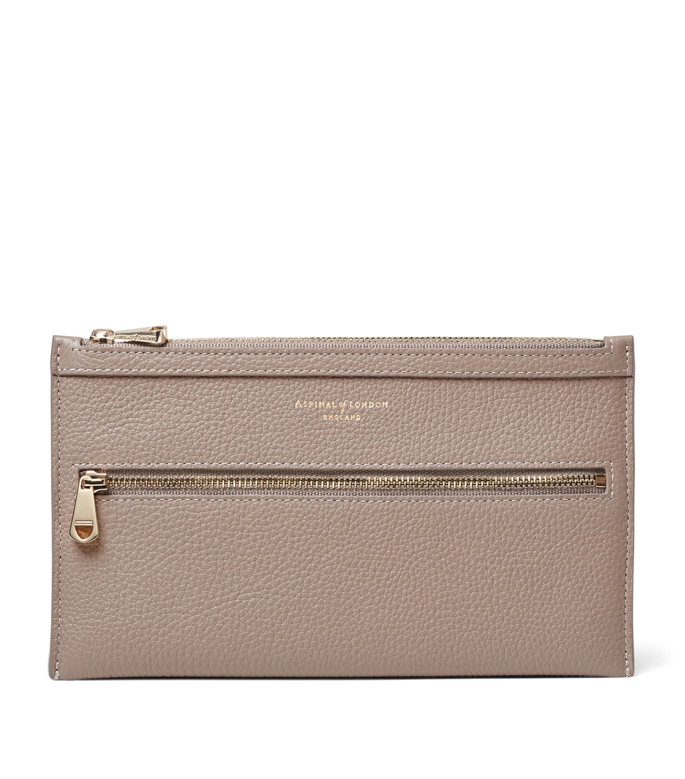 Aspinal Of London Grained Leather Hudson Travel Pouch Moleskin