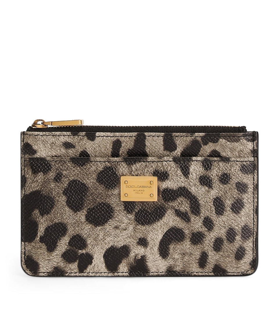 Calfskin Leopard Print Card Holder
