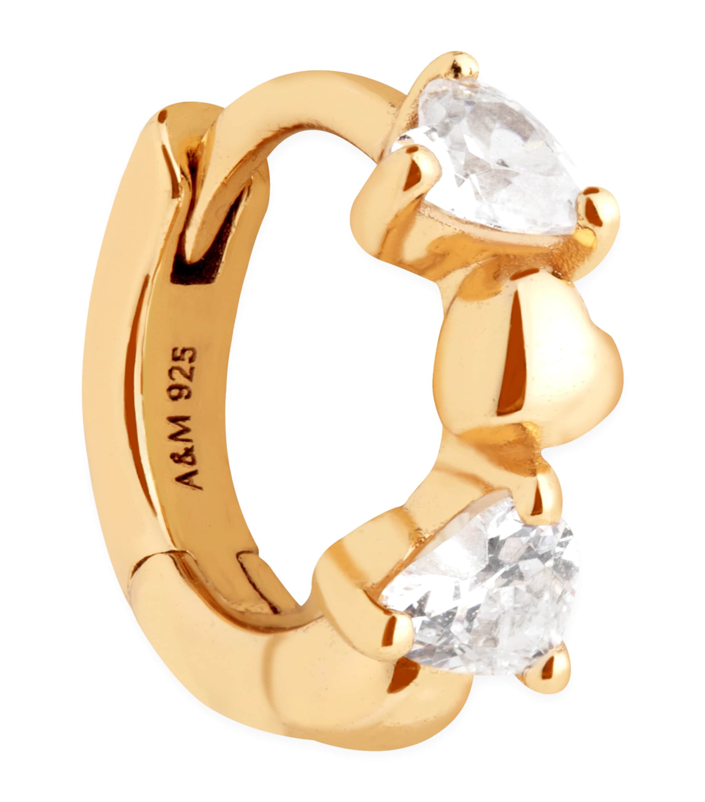 Yellow Gold-Plated Heart Cluster Single Hoop Earring