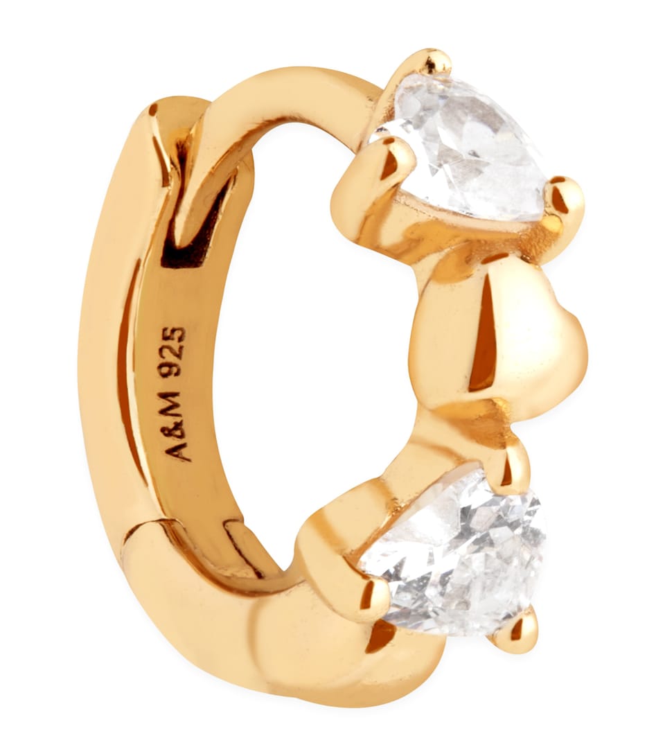 Yellow Gold-Plated Heart Cluster Single Hoop Earring