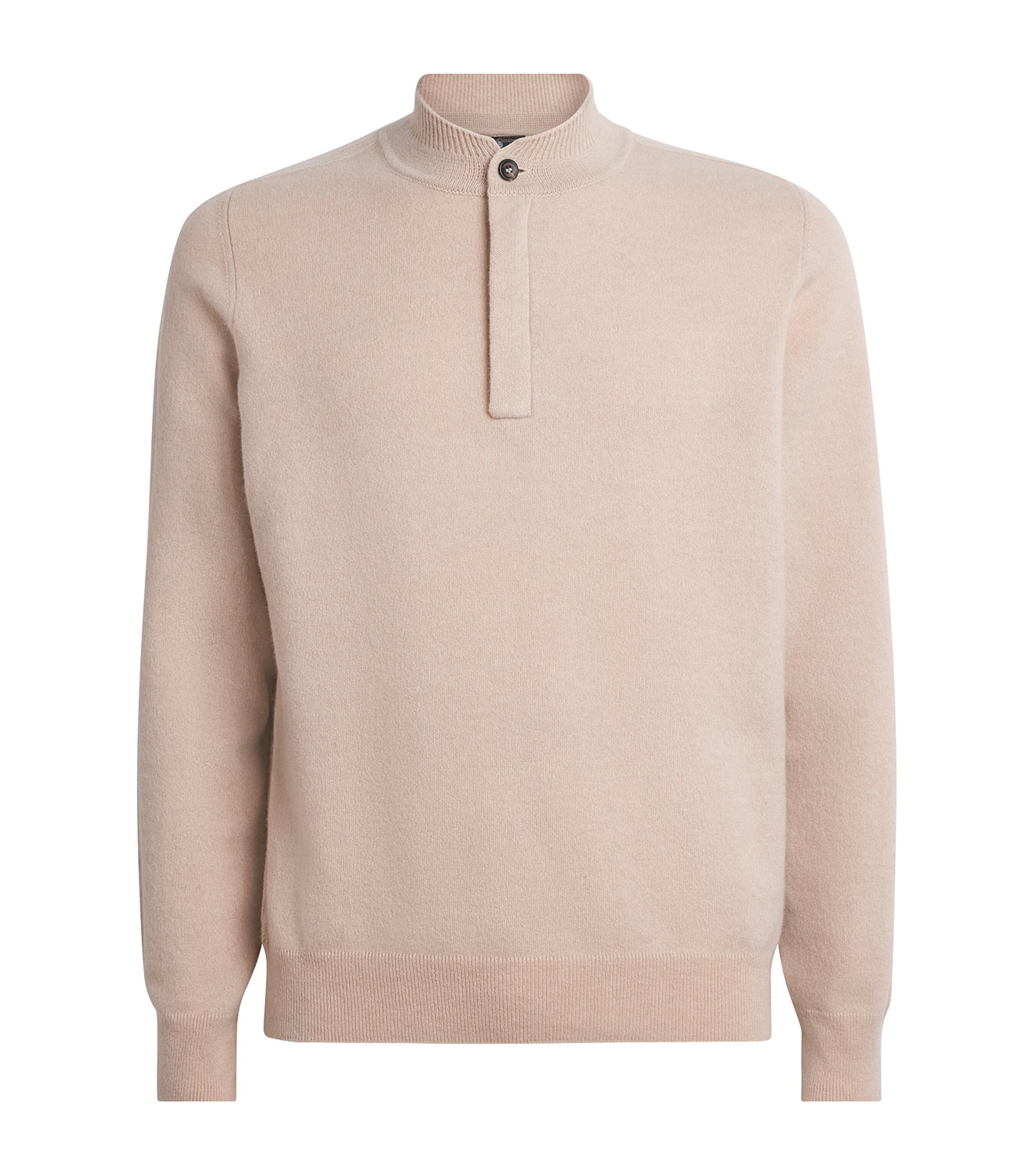 Colombo Mens Cashmere Quarter-Zip Sweater Beige