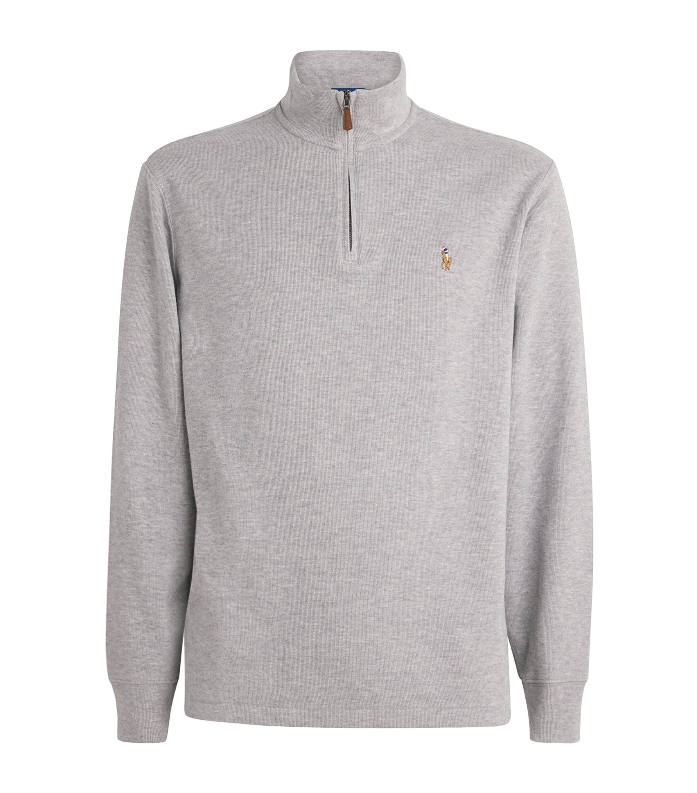 Polo Ralph Lauren Mens Cotton Quarter-Zip Sweater Andver Htr