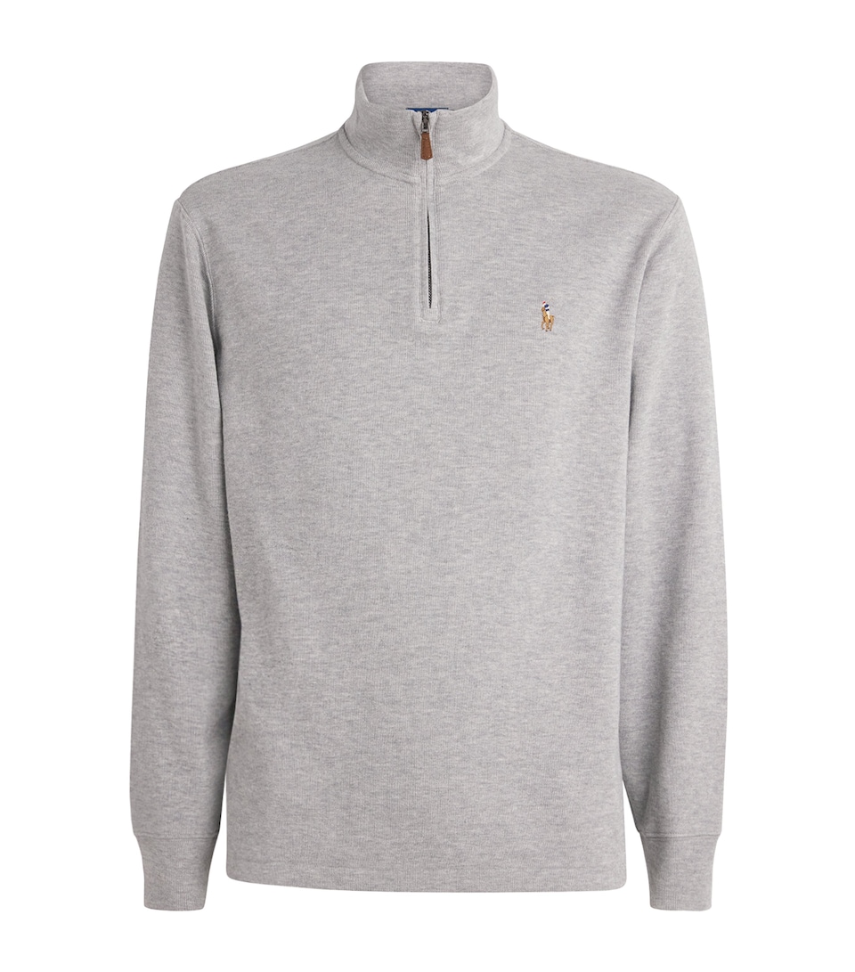 Polo Ralph Lauren Mens Cotton Quarter-Zip Sweater Andver Htr