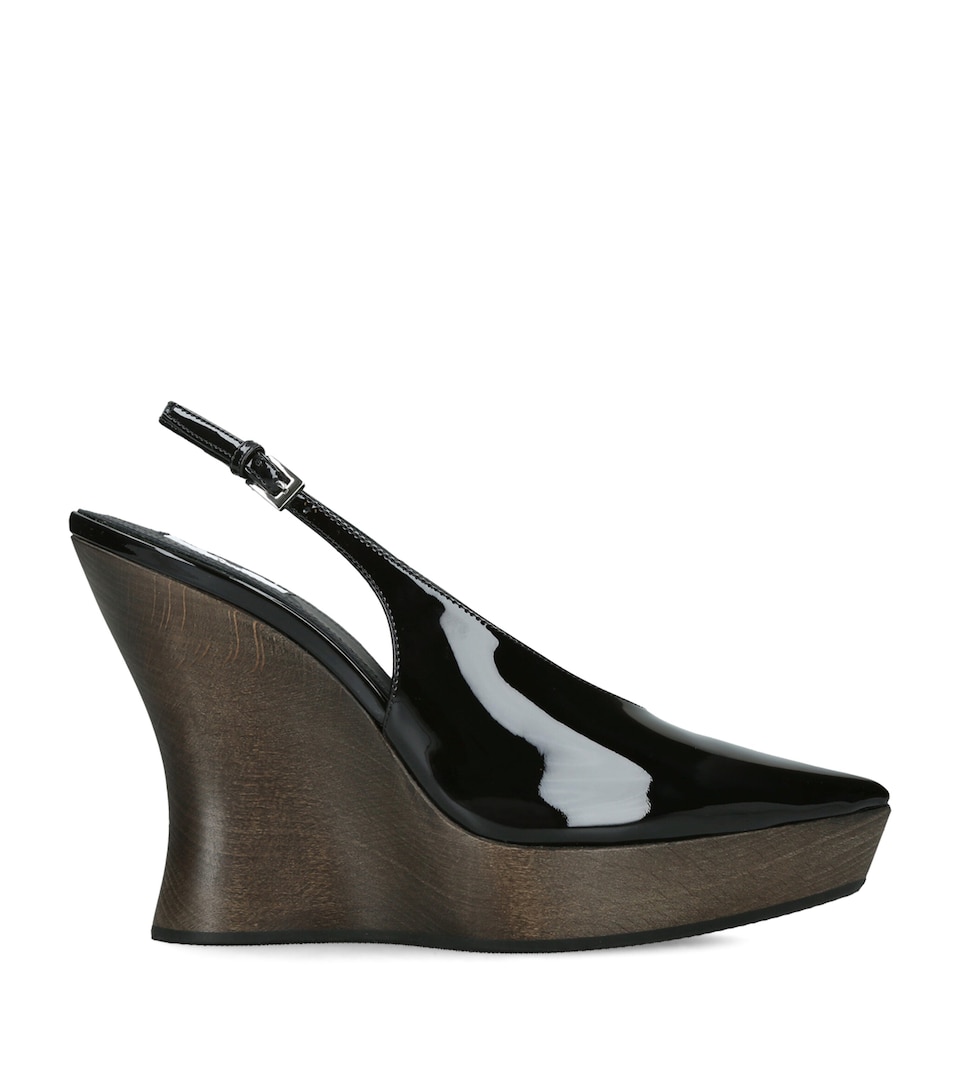 Alaïa Patent Leather Clog Wedge Slingback Pumps 120 Black