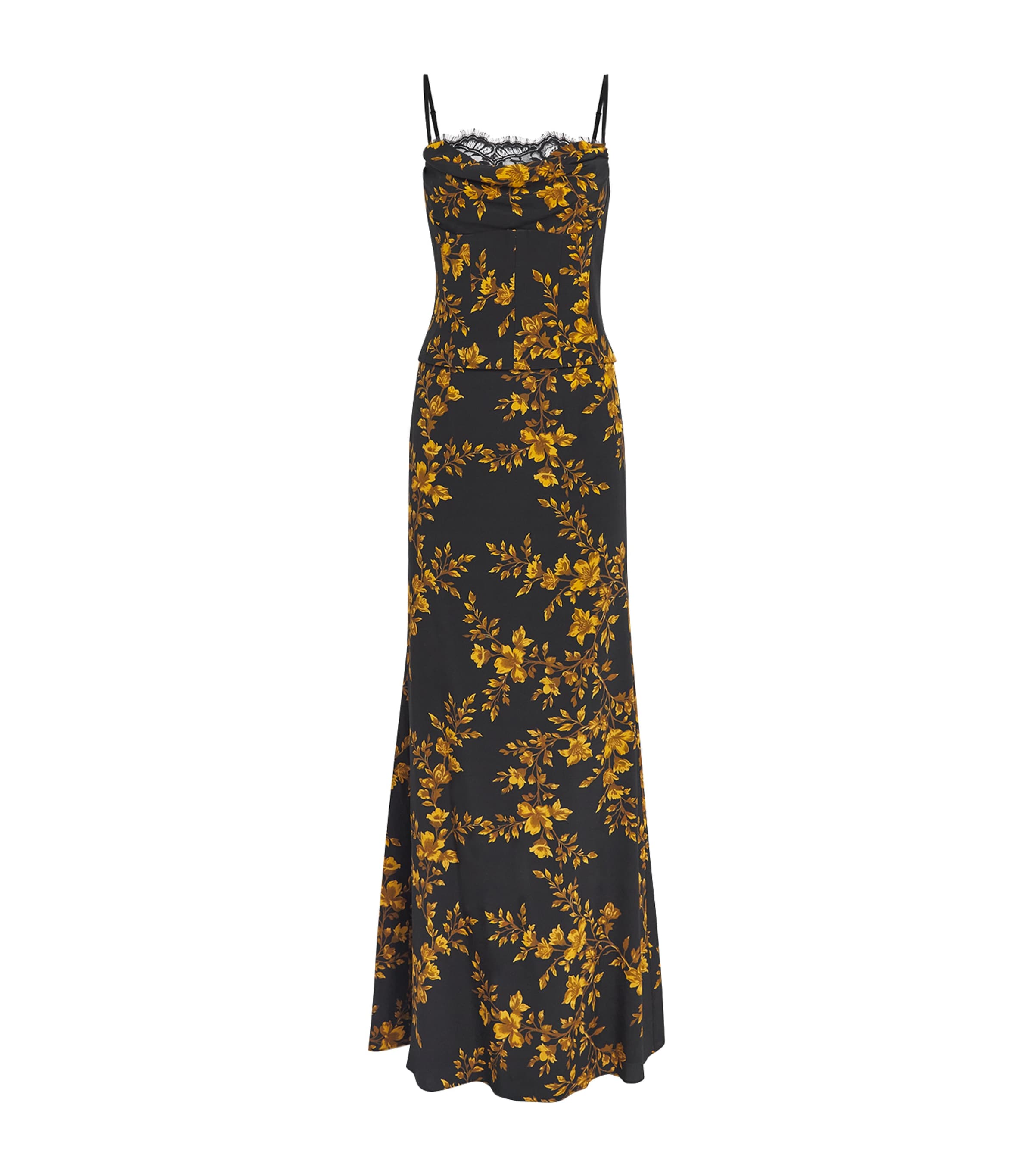 Rebecca Vallance Womens Silk Sunblush Bloom Maxi Dress Gilded Floral