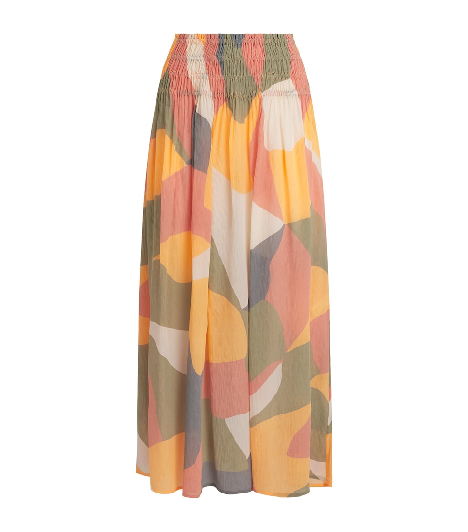 Eres Womens Silk Printed Highlight Maxi Skirt Imprime Eclat