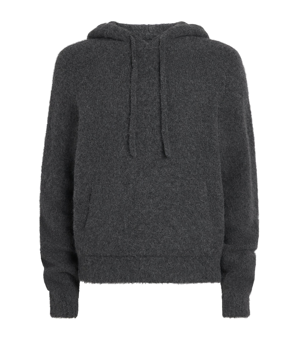 Samsøe Samsøe Mens Alpaca-Blend Sajob Hoodie Dark Grey Mel.