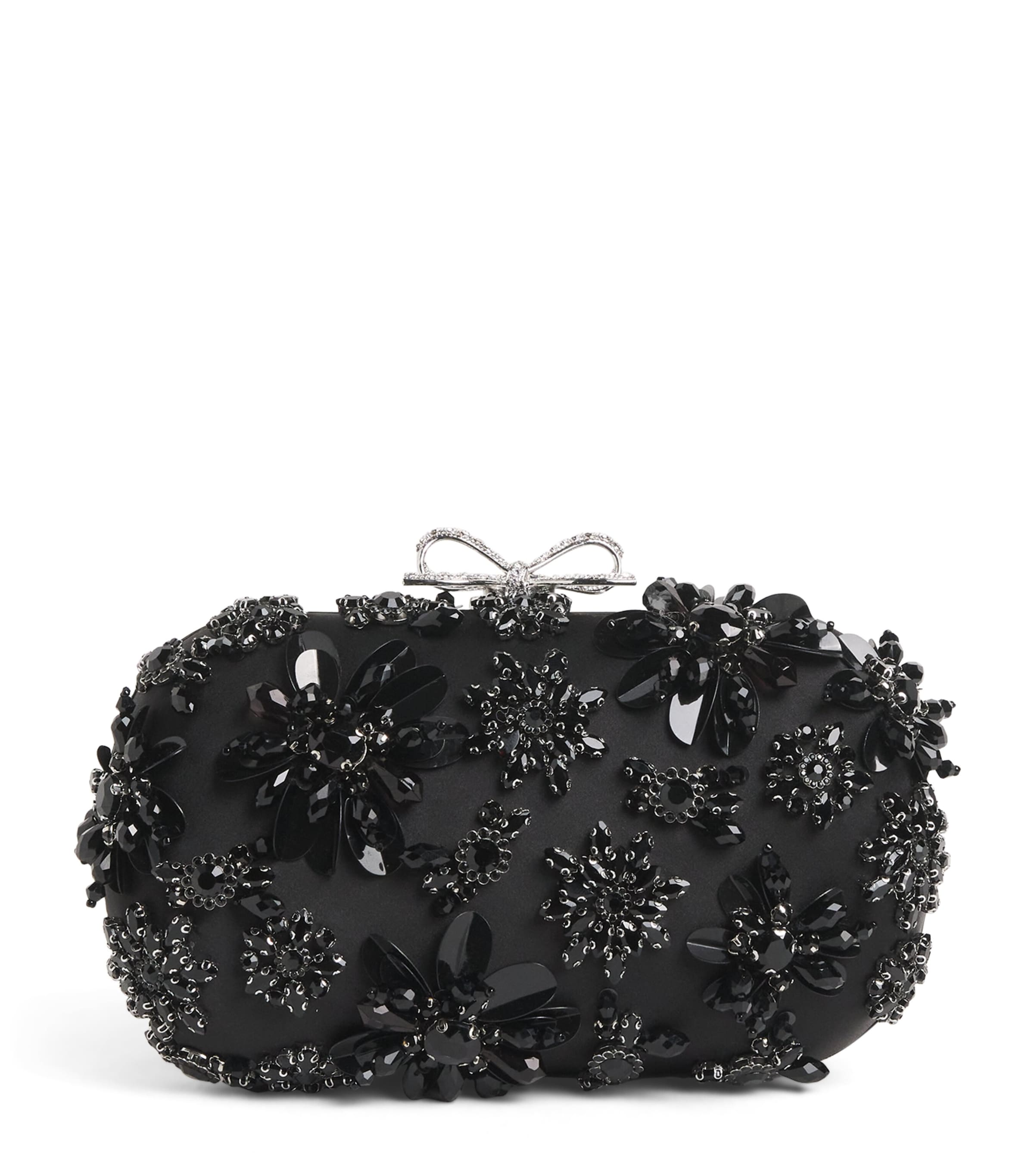 Satin Crystal-Embellished Clutch Bag