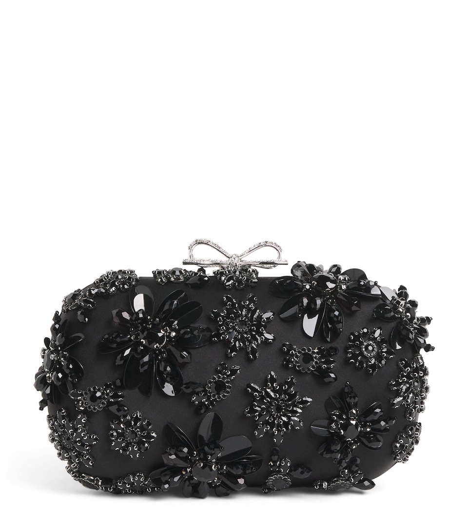 Satin Crystal-Embellished Clutch Bag