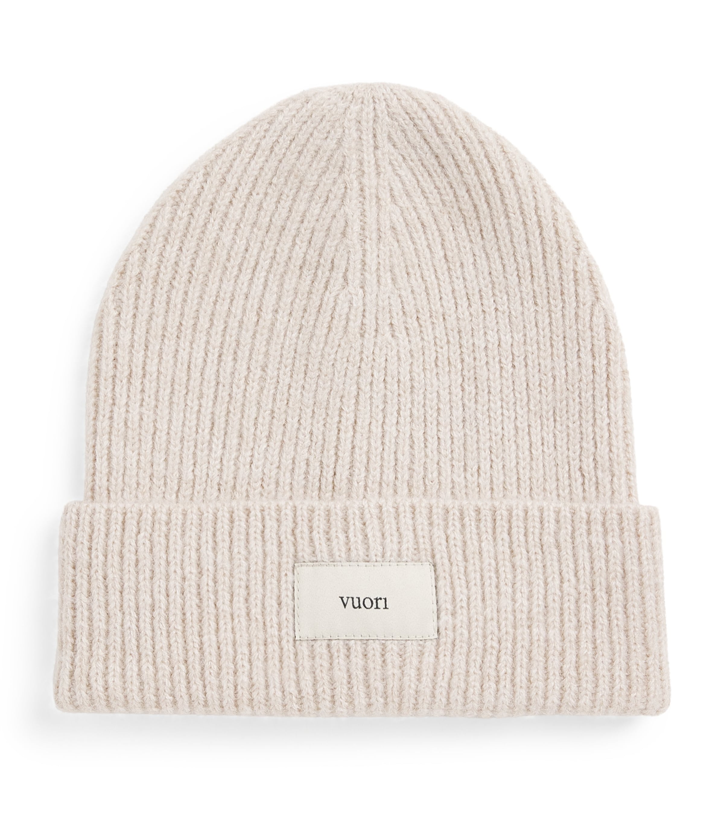 Rib-Knit Label Beanie