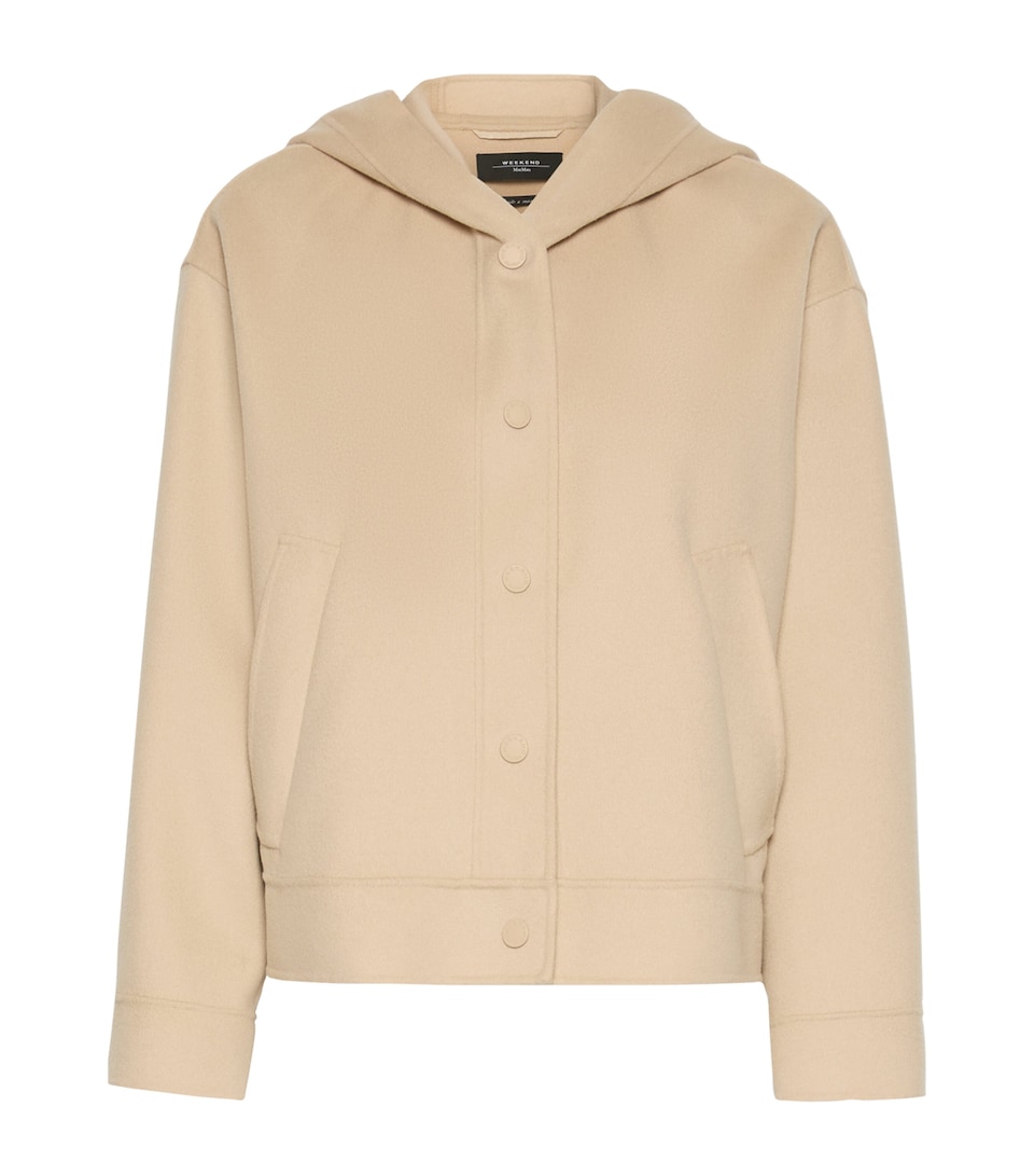 Weekend Max Mara Womens Virgin Wool Hooded Coat Sand