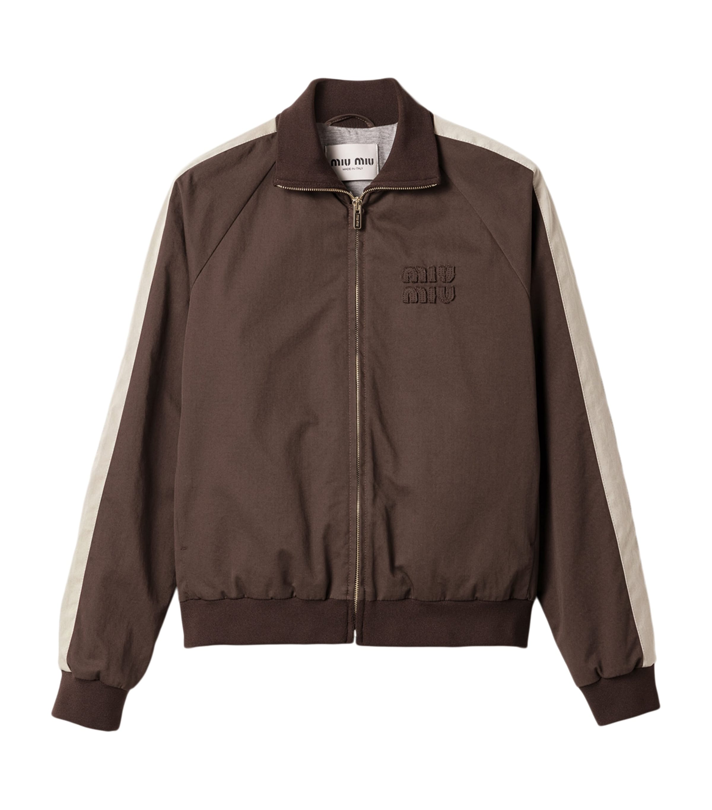 Miu Miu Womens Cotton Twill Blouson Jacket Brown
