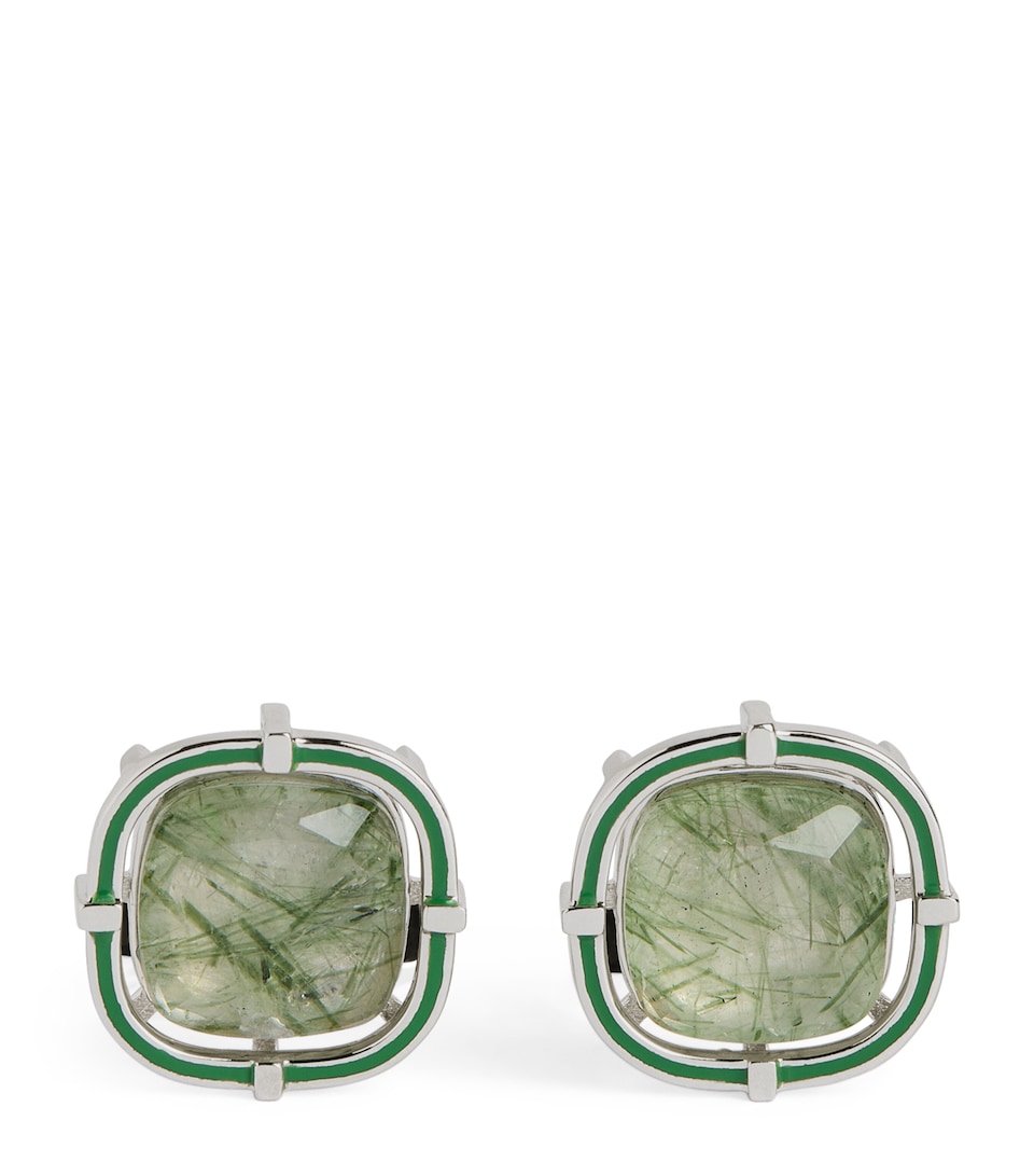 Sterling Silver and Actinolite Cufflinks