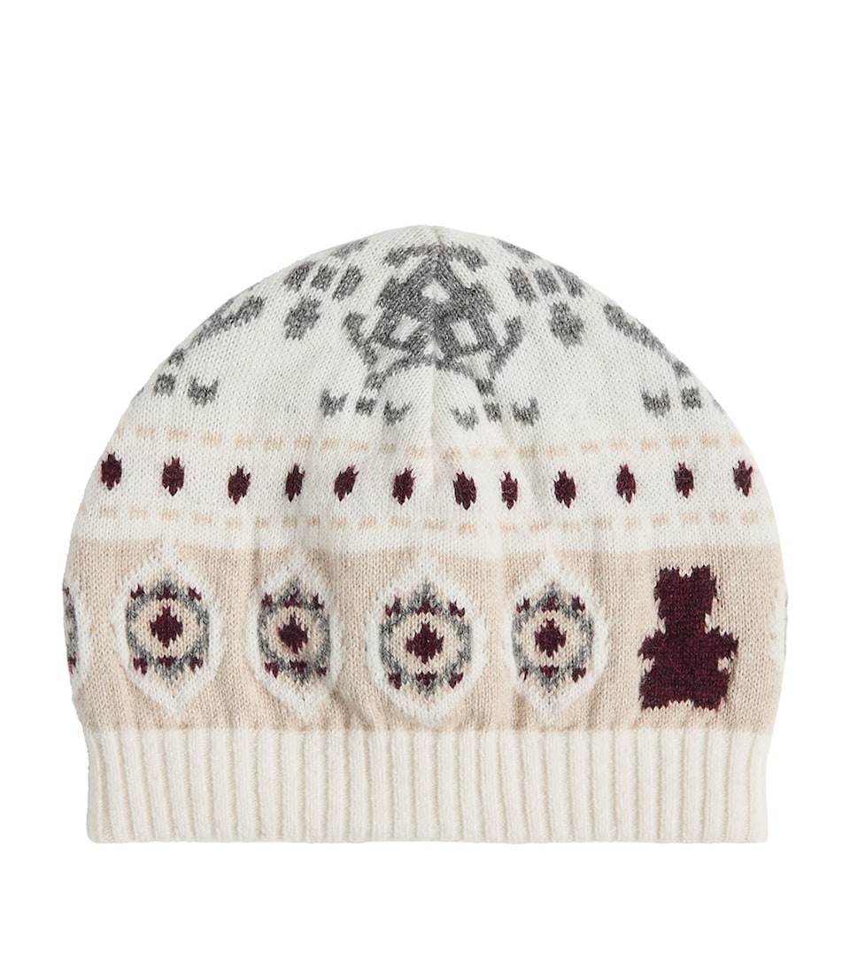 Brunello Cucinelli Kids Cashmere Bernie Bear Jacquard Hat