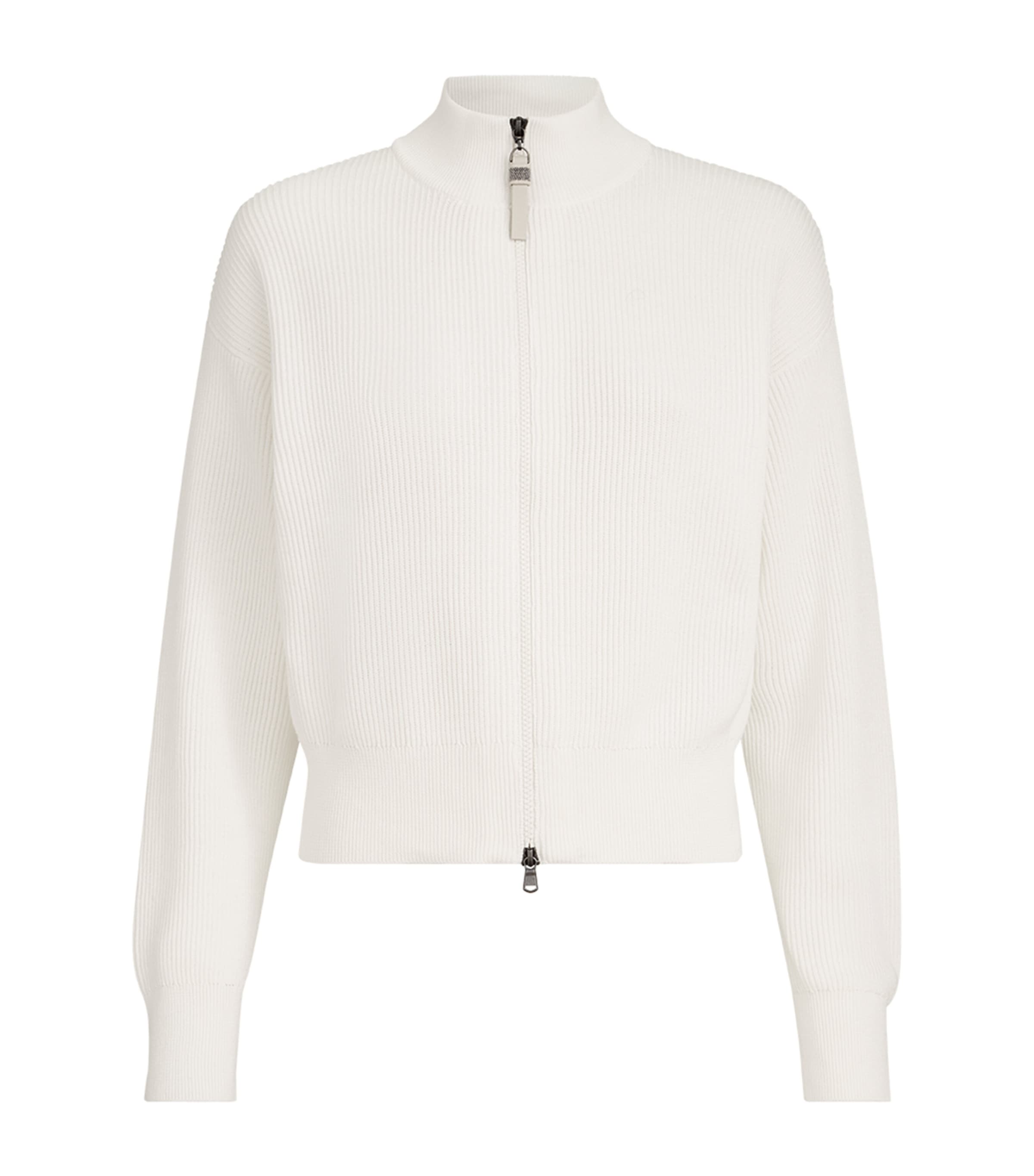 Brunello Cucinelli Womens Cotton Zip-Front Cardigan