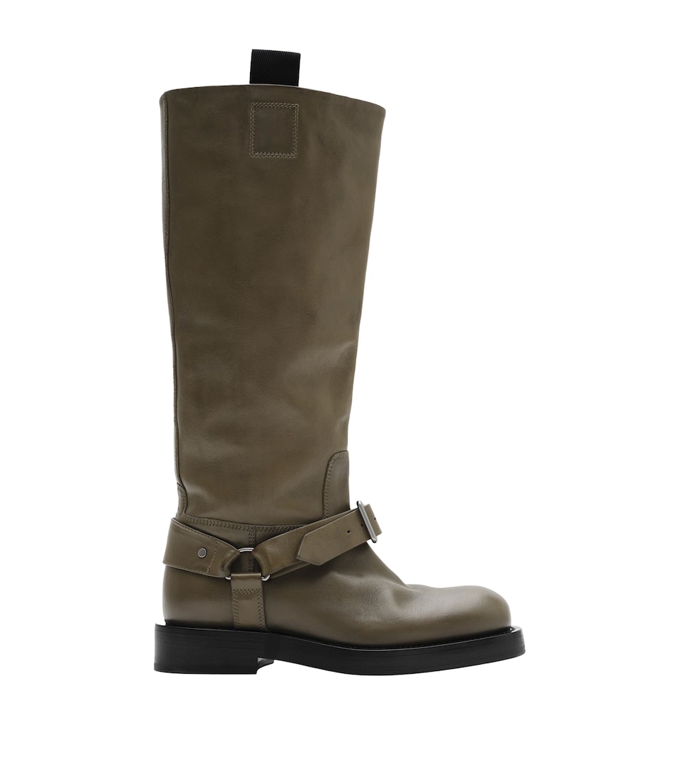 Leather Saddle Knee-High Boots