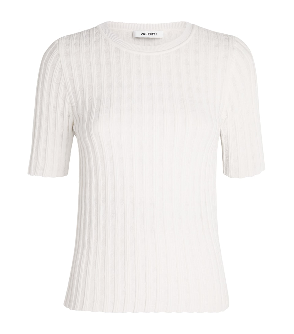 VALENTI Womens Organic Cotton-Blend Knit Ibiza T-Shirt White