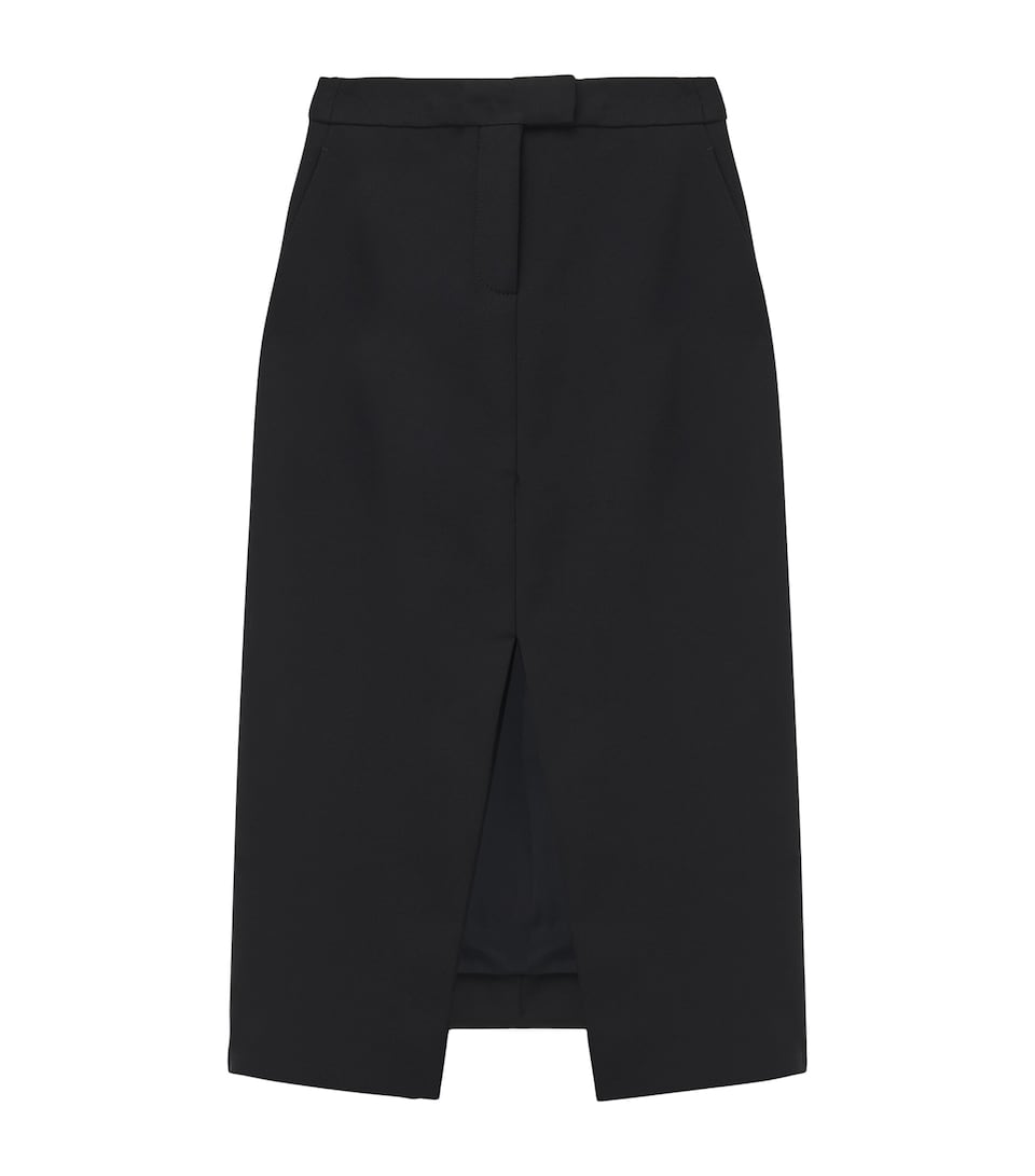 Stretch-Wool Midi Skirt