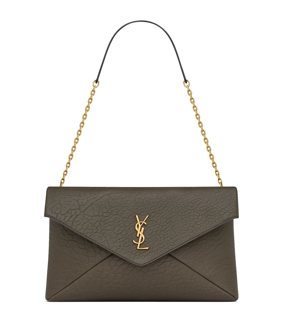 Saint Laurent Large Leather Cassandre Envelope Pouch
