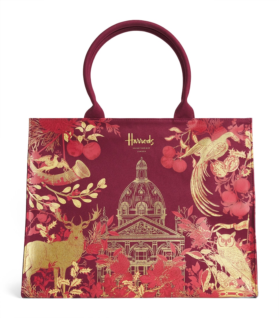 Harrods House of Harrods Grocery Tote Bag Burgundy