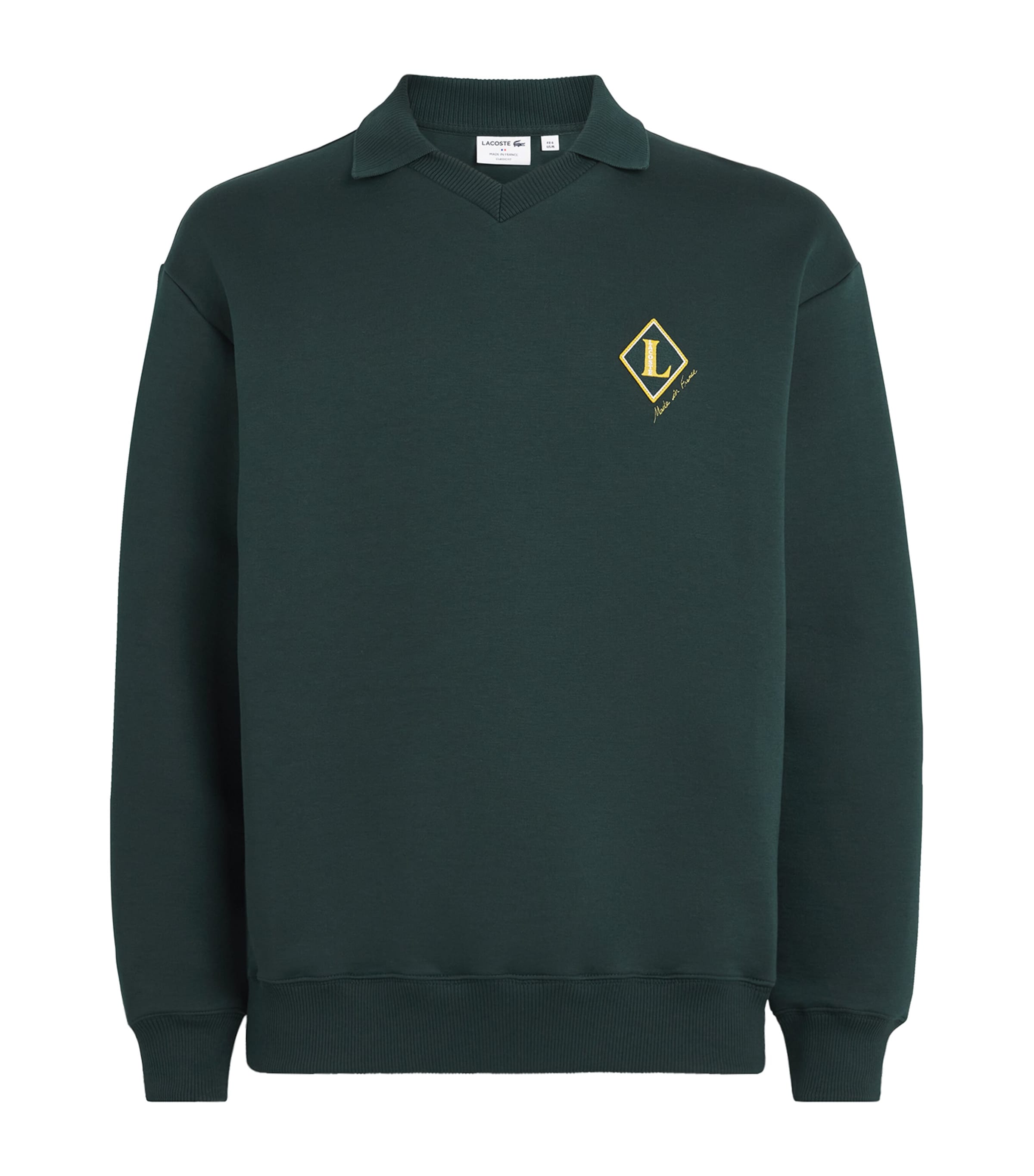 Lacoste Mens Cotton-Blend Badge Sweatshirt Sinople