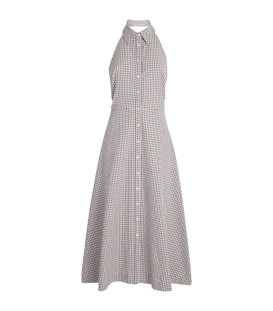 Veronica Beard Womens Gingham Mackey Midi Dress Acorn Multi
