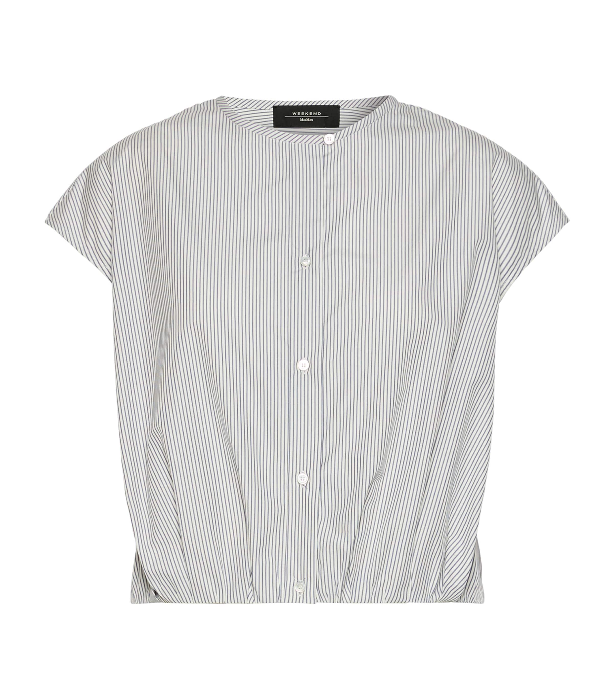 Weekend Max Mara Womens Collarless Stripe Shirt Navy