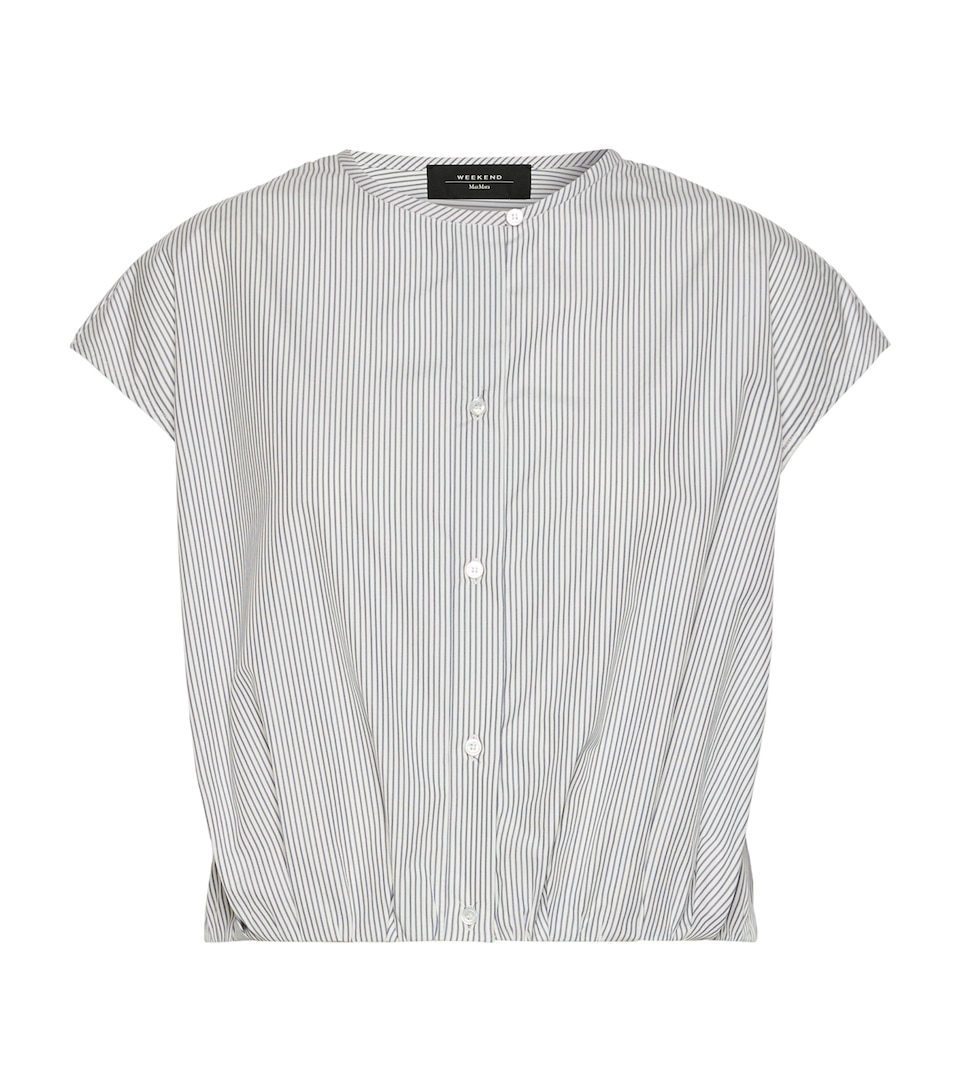 Weekend Max Mara Womens Collarless Stripe Shirt Navy