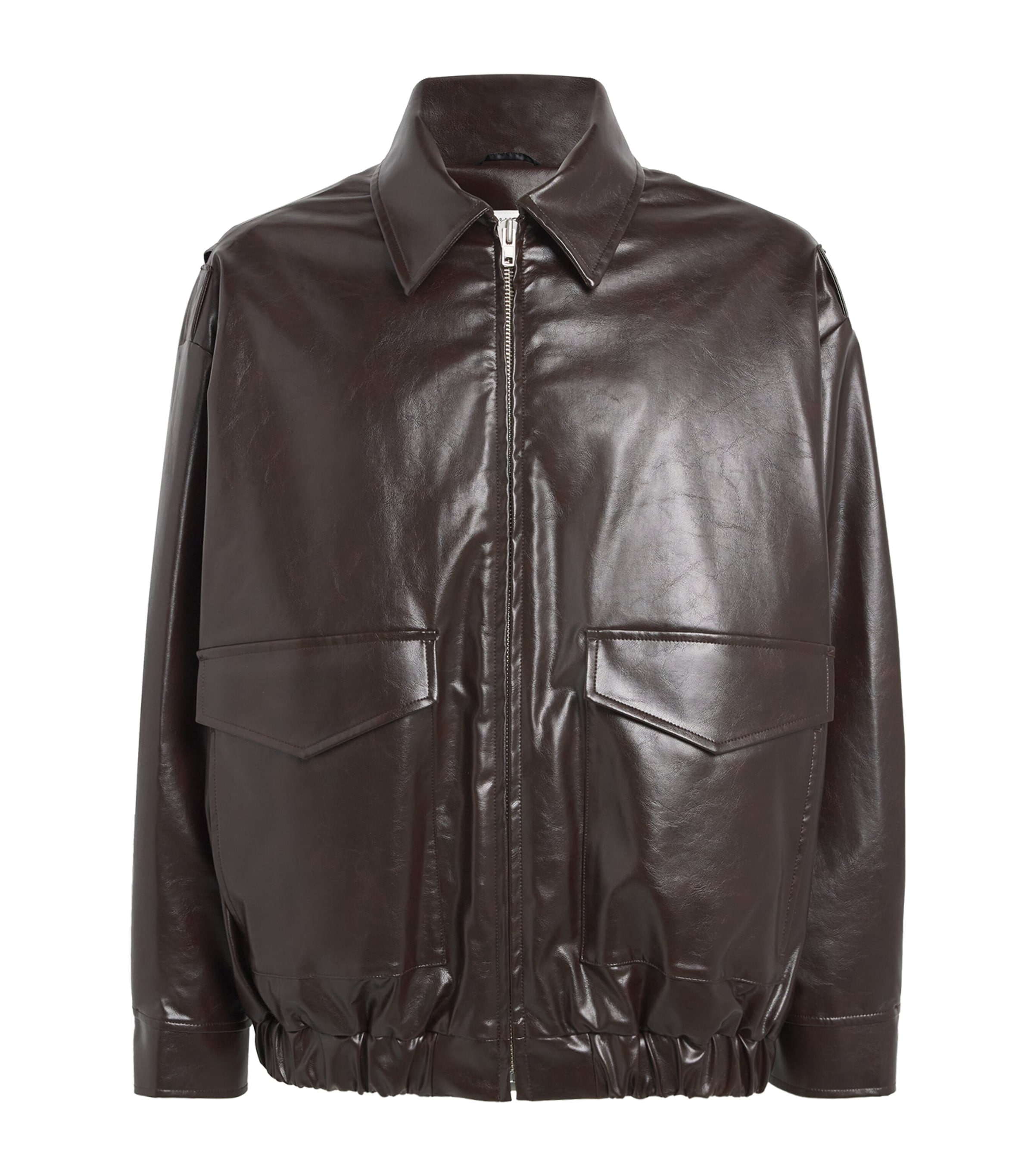 Faux Leather Bomber Jacket