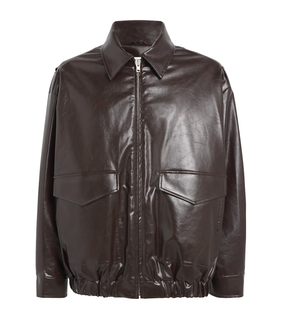 Faux Leather Bomber Jacket
