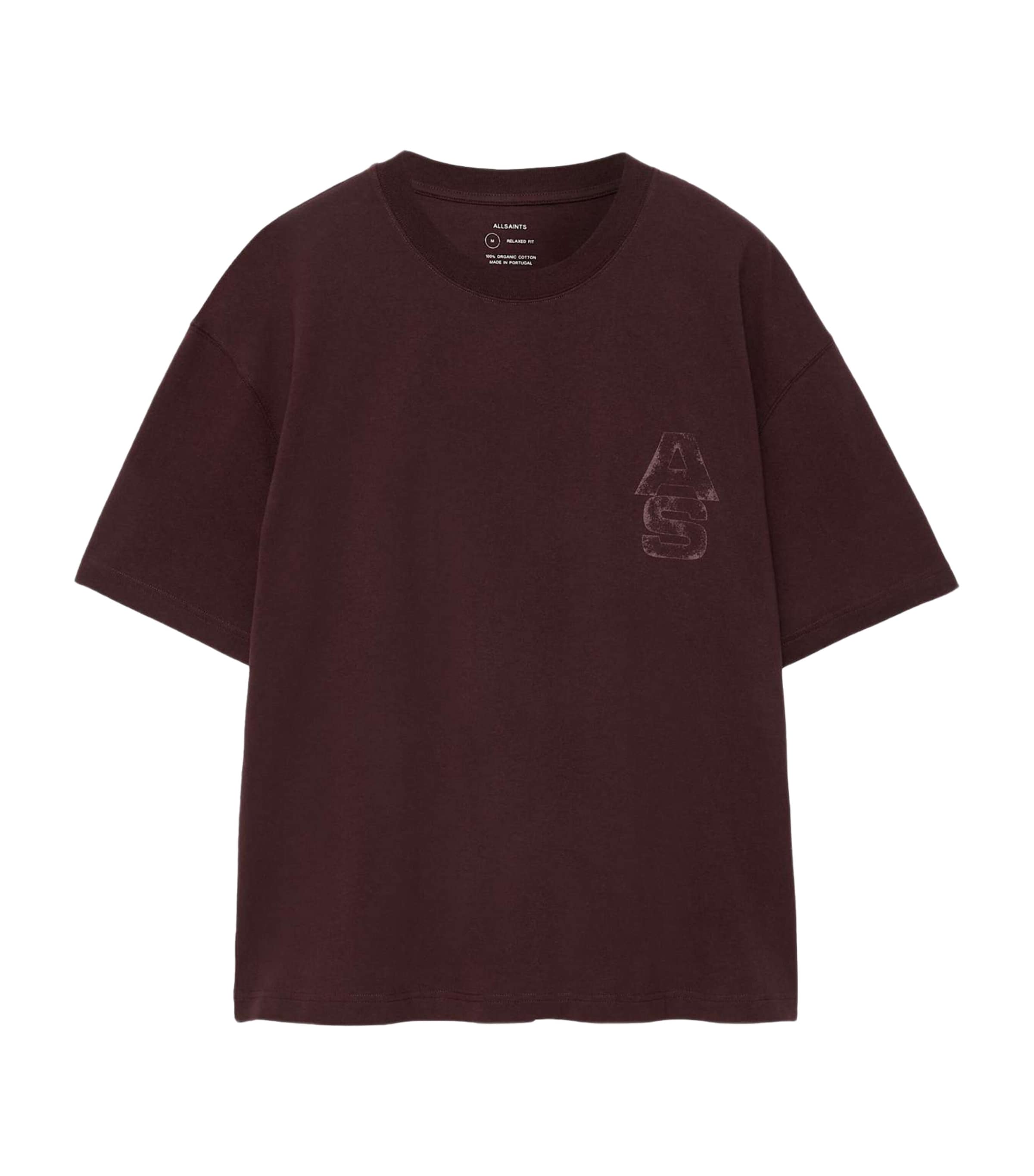 AllSaints Mens Organic Cotton Roller T-Shirt Oxblood Red