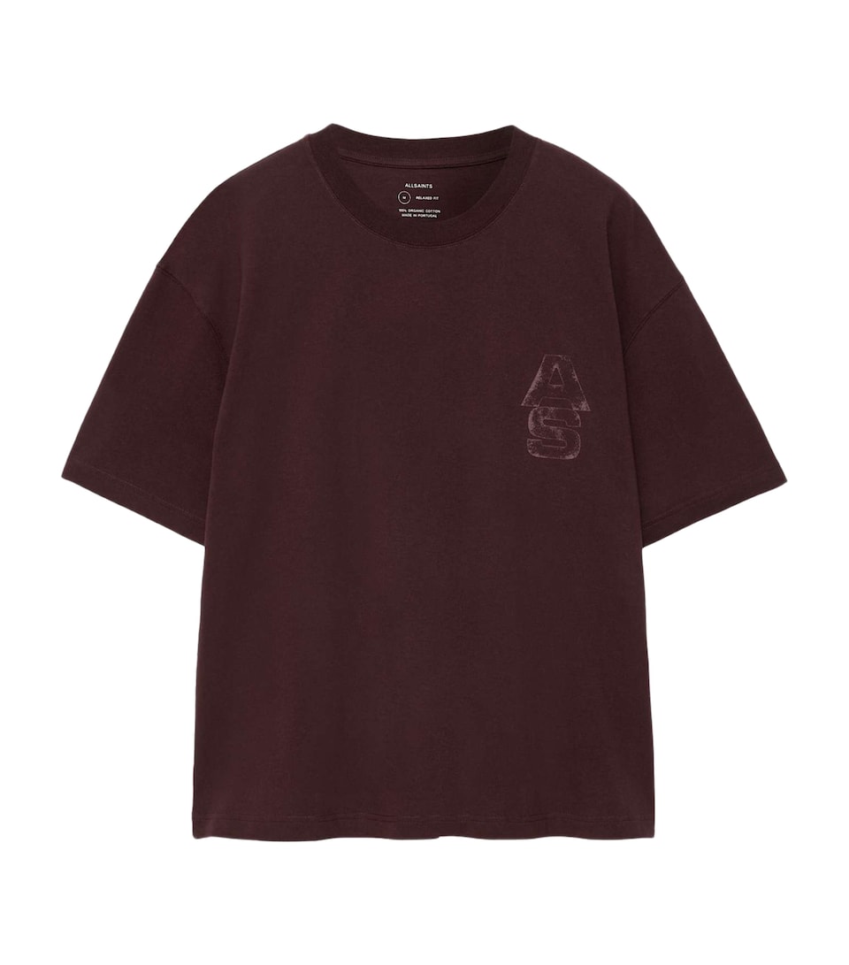 AllSaints Mens Organic Cotton Roller T-Shirt Oxblood Red